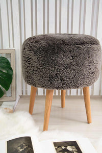 Genuine Shearling Teddy Pouf PF101 Brown