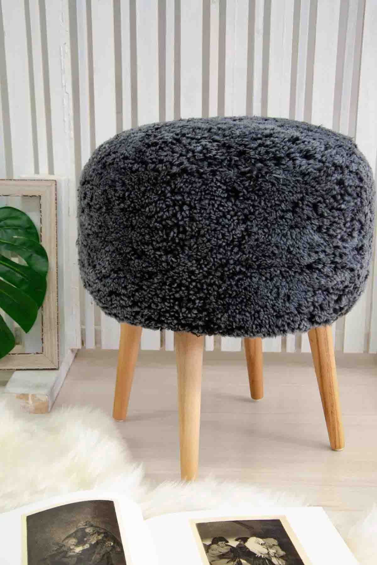 Hakiki Kürk Teddy Puf PF101 Siyah