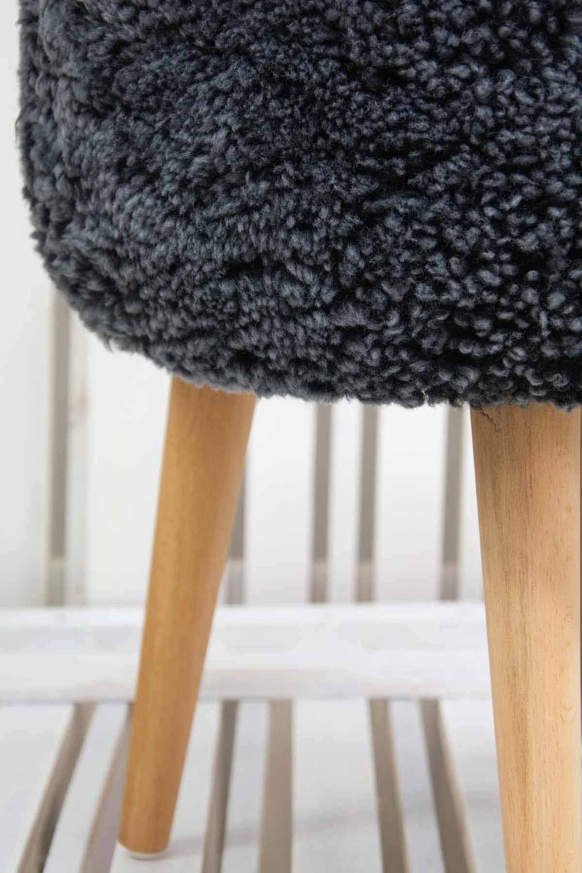 Hakiki Kürk Teddy Puf PF101 Siyah