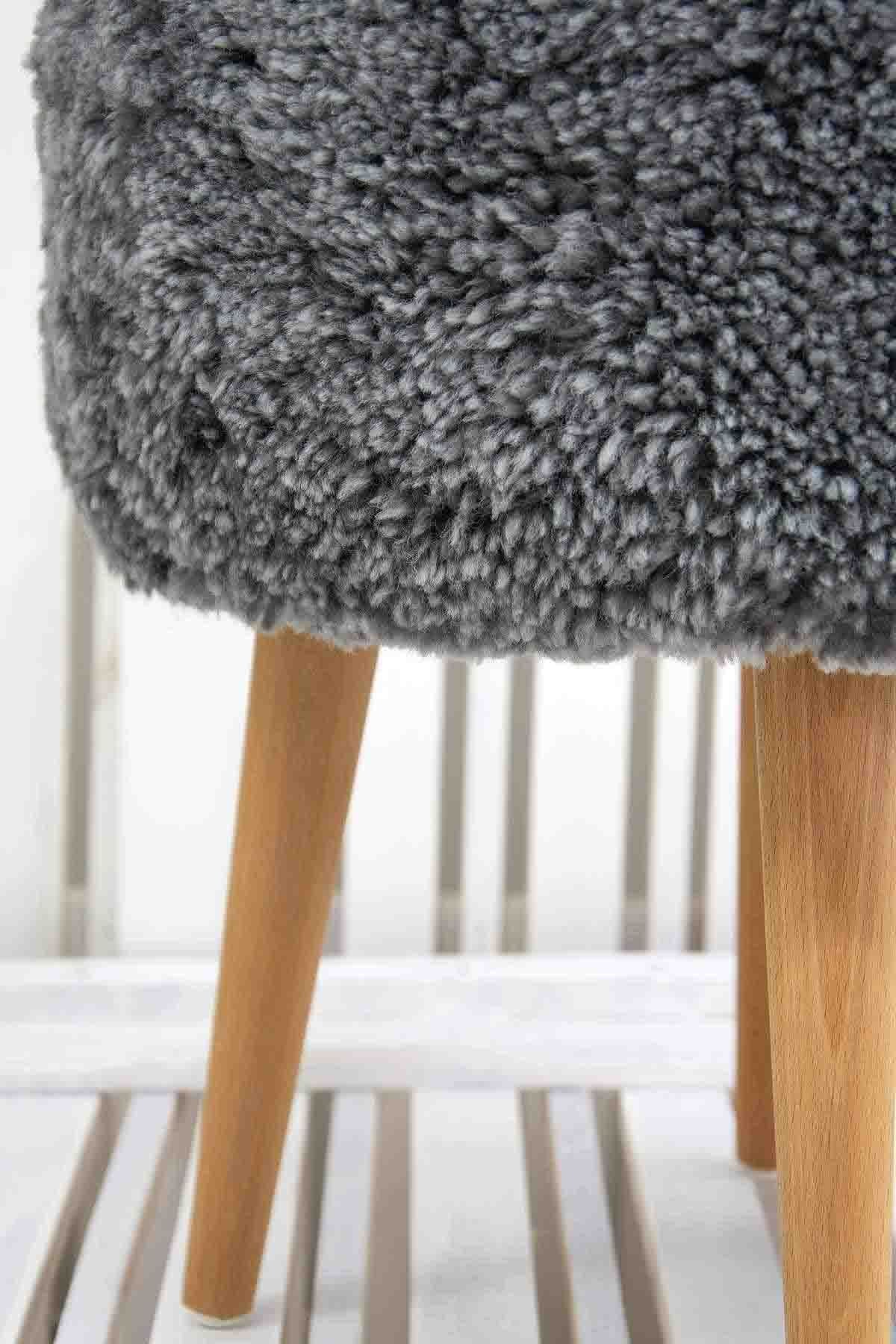 Hakiki Kürk Teddy Puf PF101 Gri