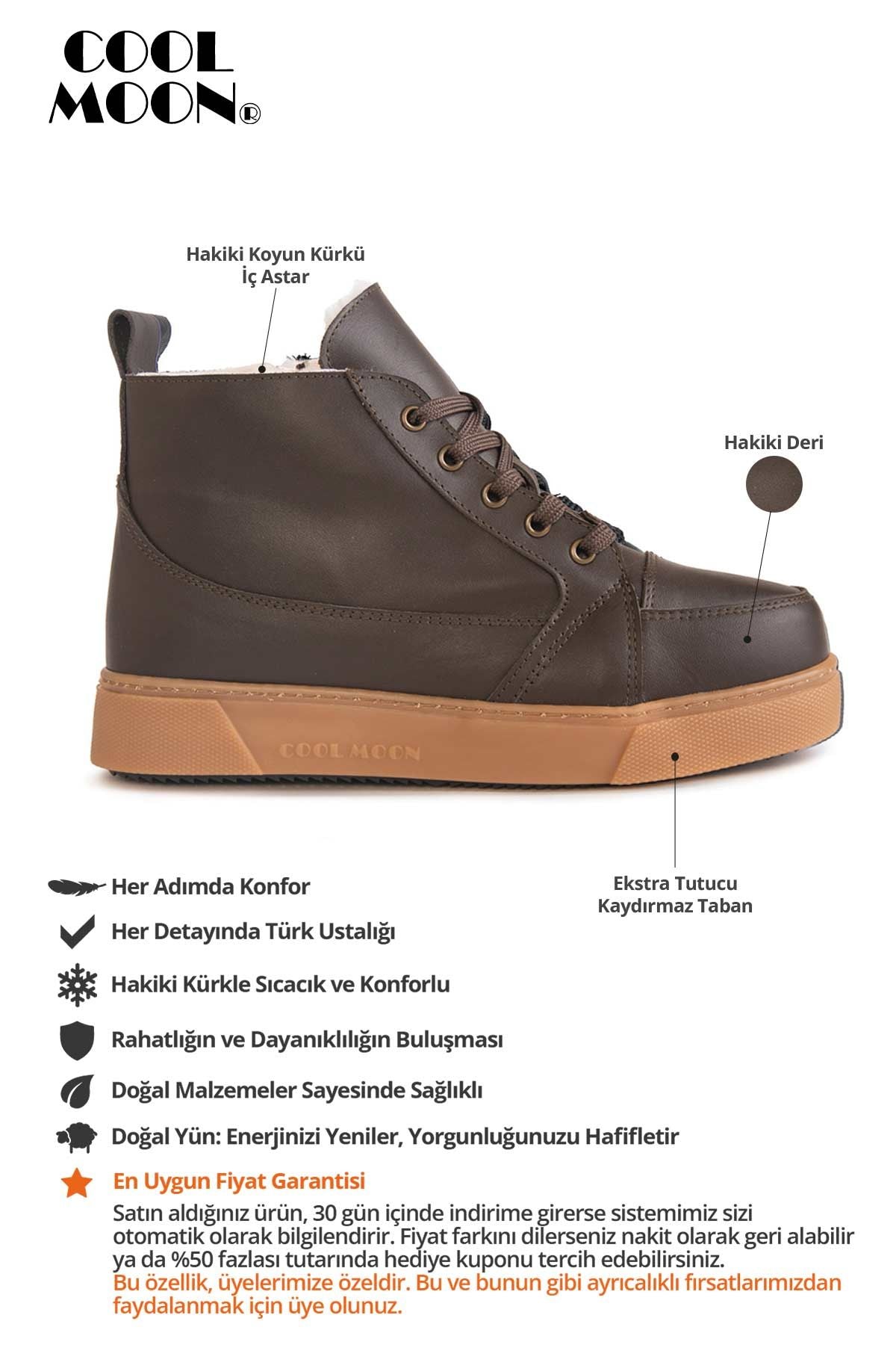 Hakiki Deri İçi Kürklü Bot 355107 Kahve