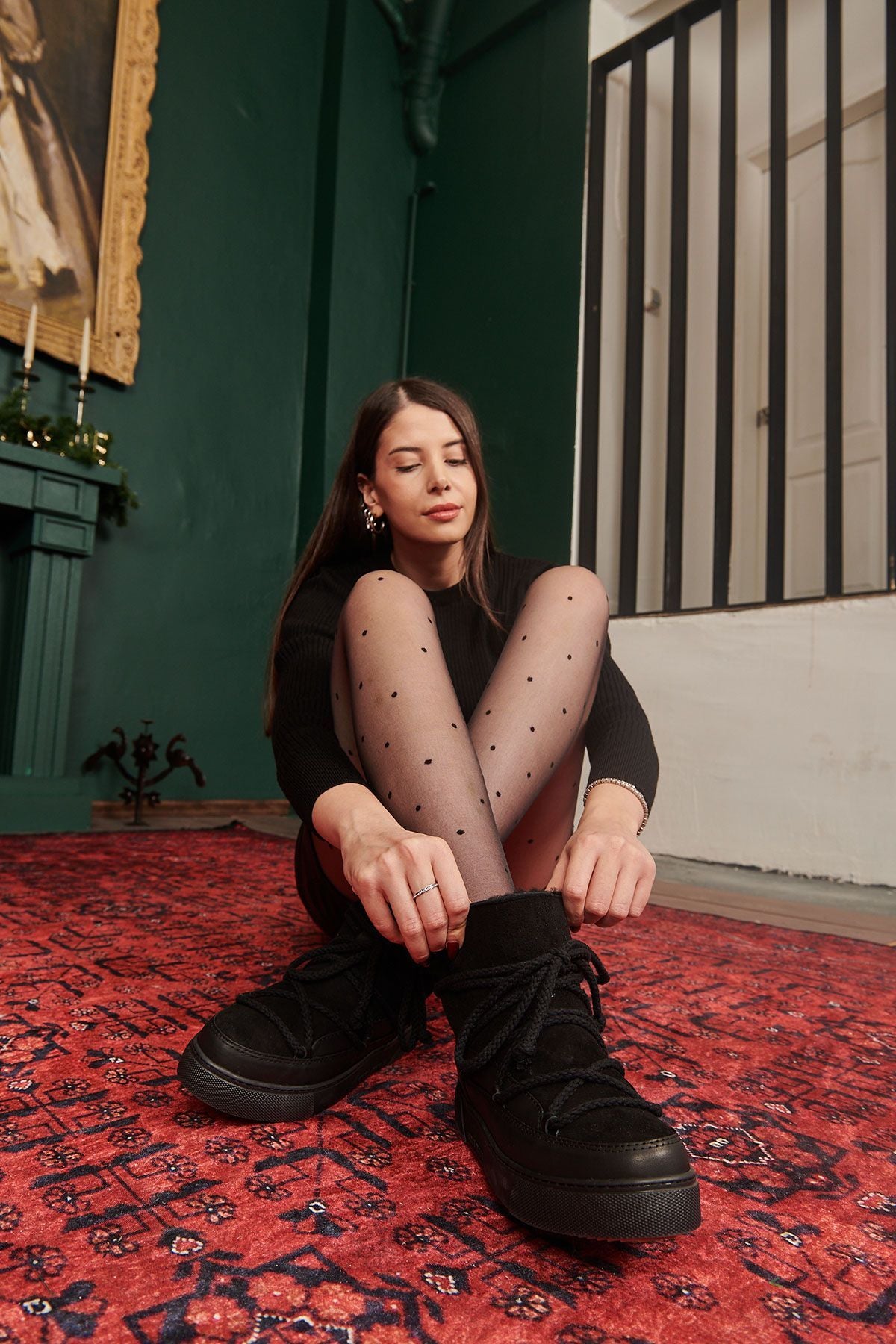 Hakiki İçi Kürk Bayan Sneaker 355050 Siyah