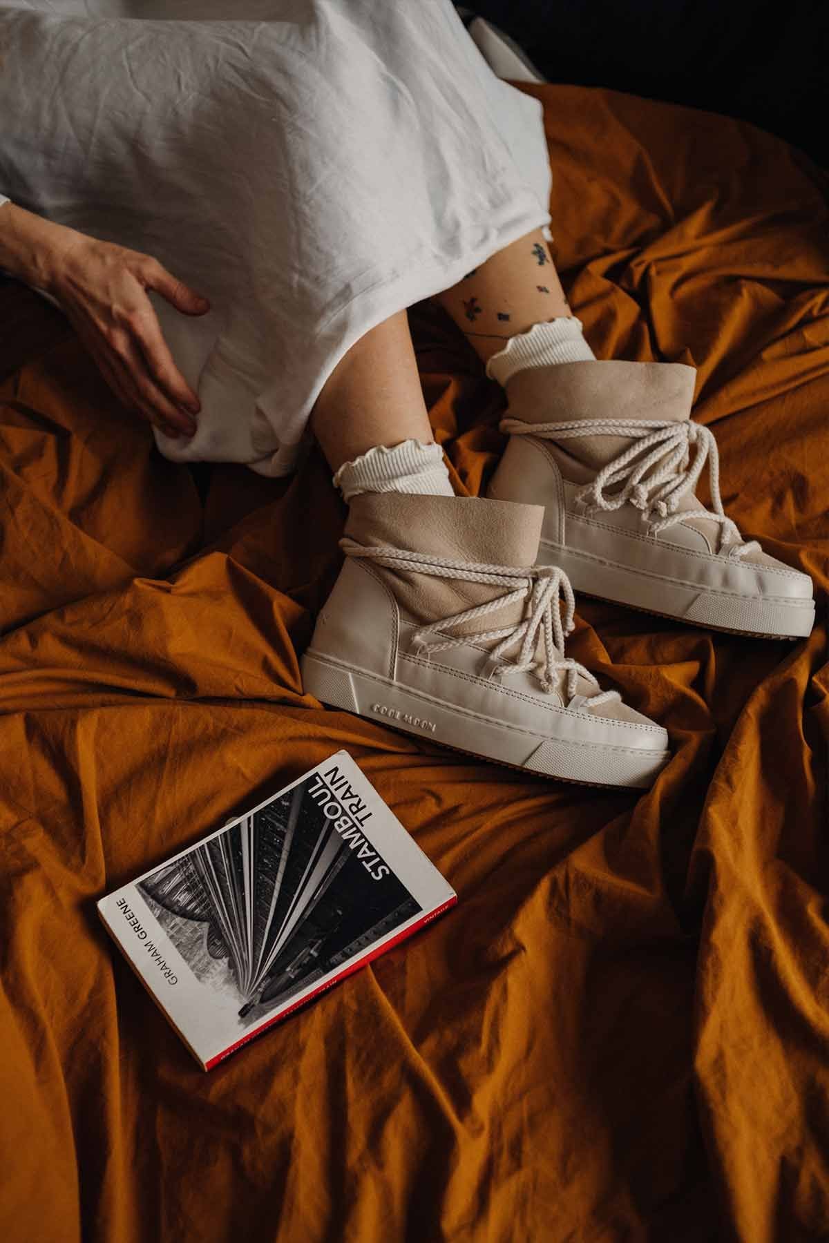 Hakiki İçi Kürk Bayan Sneaker 355050 Bej