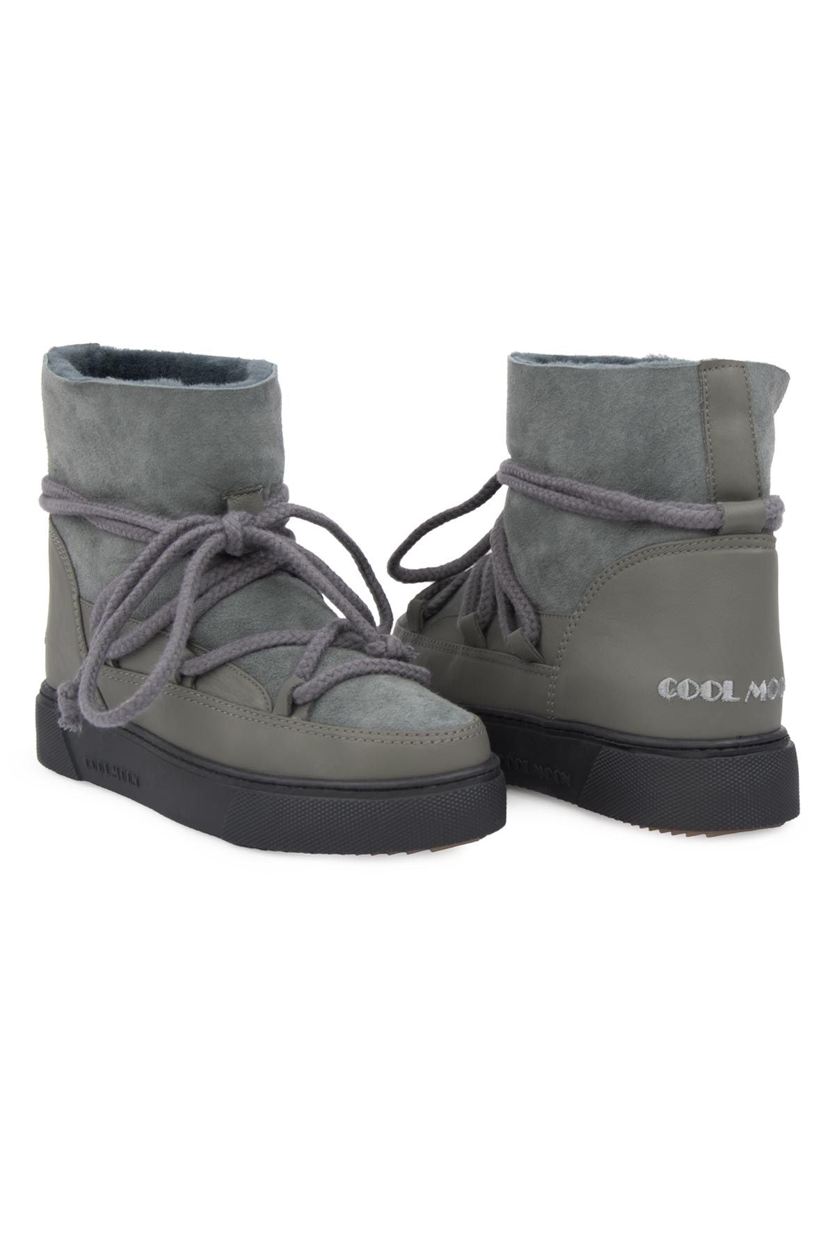 Hakiki İçi Kürk Bayan Sneaker 355050 Koyu Gri
