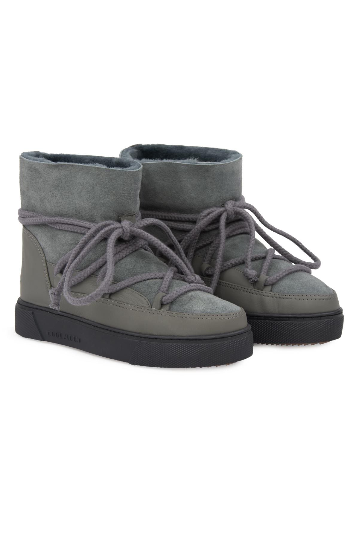 Hakiki İçi Kürk Bayan Sneaker 355050 Koyu Gri