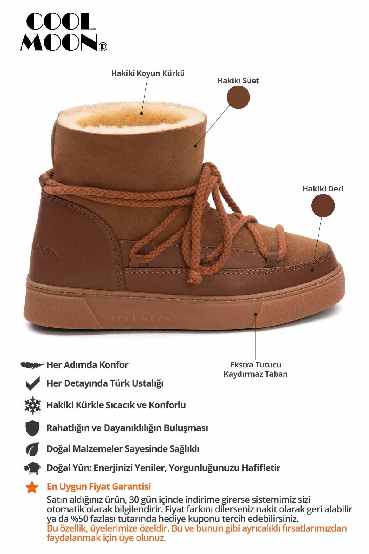 Hakiki İçi Kürk Bayan Sneaker 355050 Taba