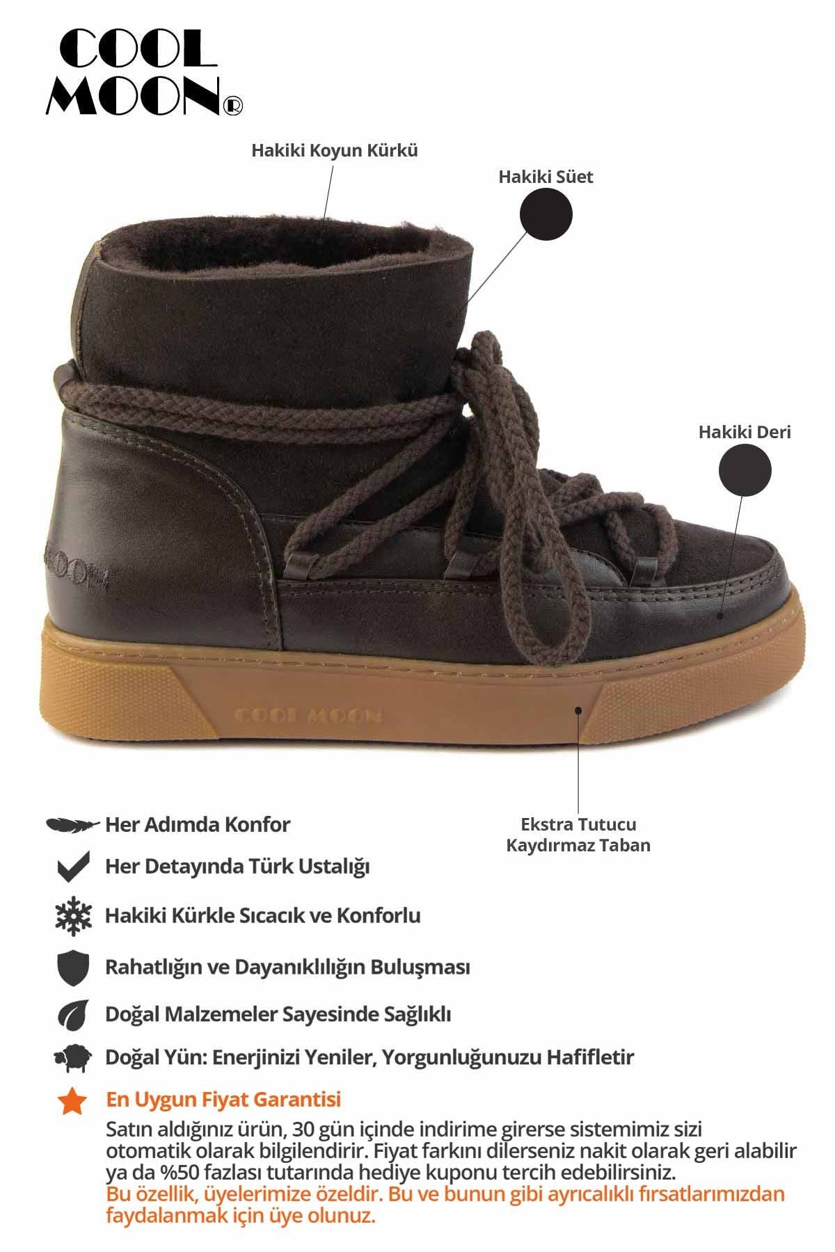 Hakiki İçi Kürk Bayan Sneaker 355050 Kahve