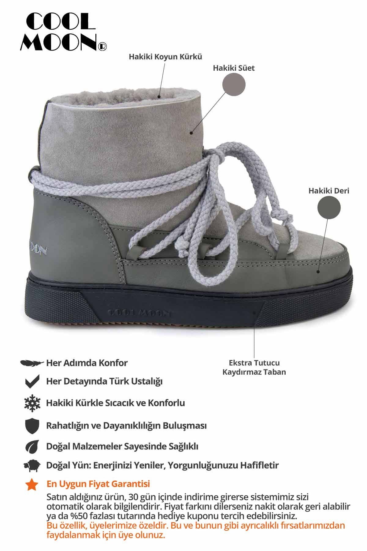 Hakiki İçi Kürk Bayan Sneaker 355050 Gri