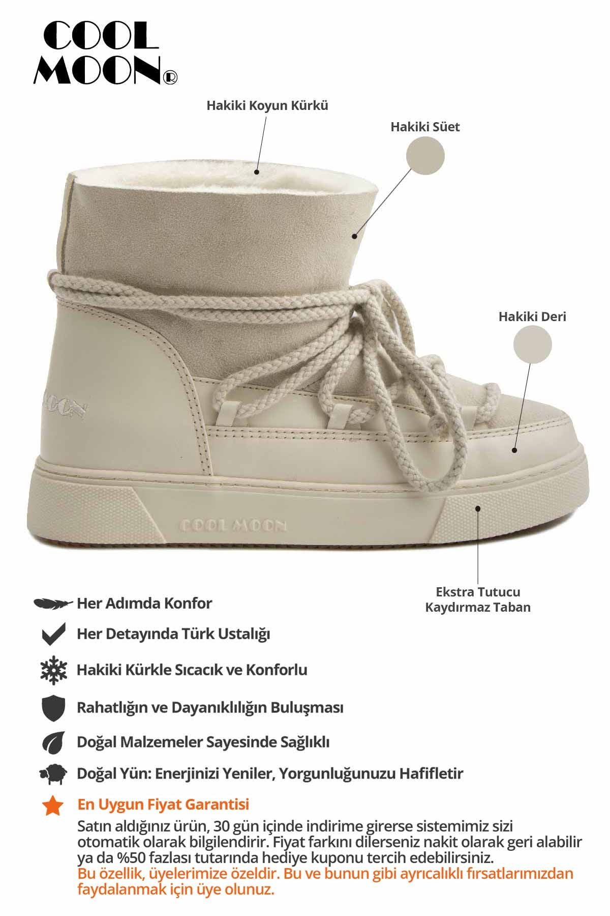 Hakiki İçi Kürk Bayan Sneaker 355050 Bej