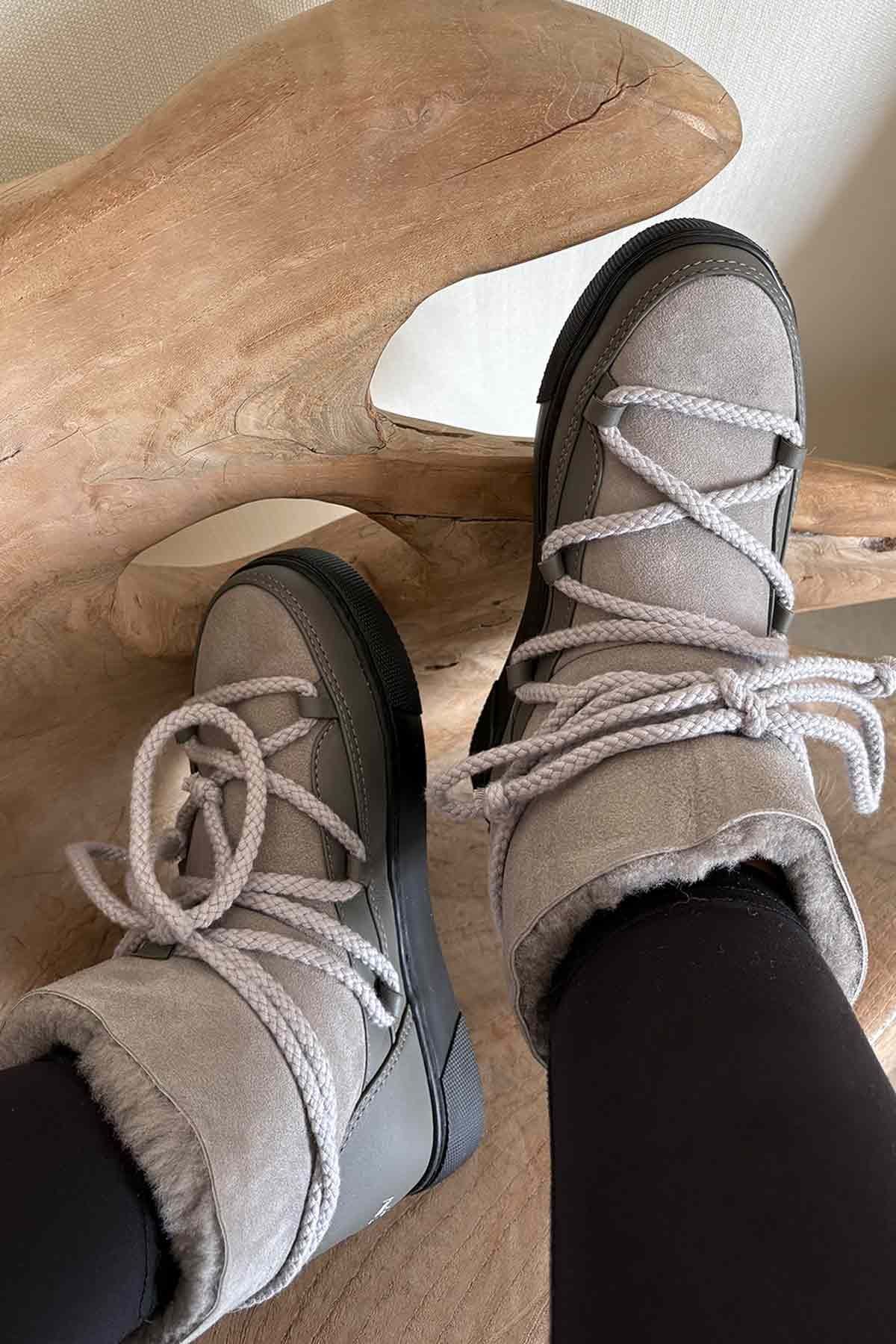 Hakiki İçi Kürk Bayan Sneaker 355050 Gri