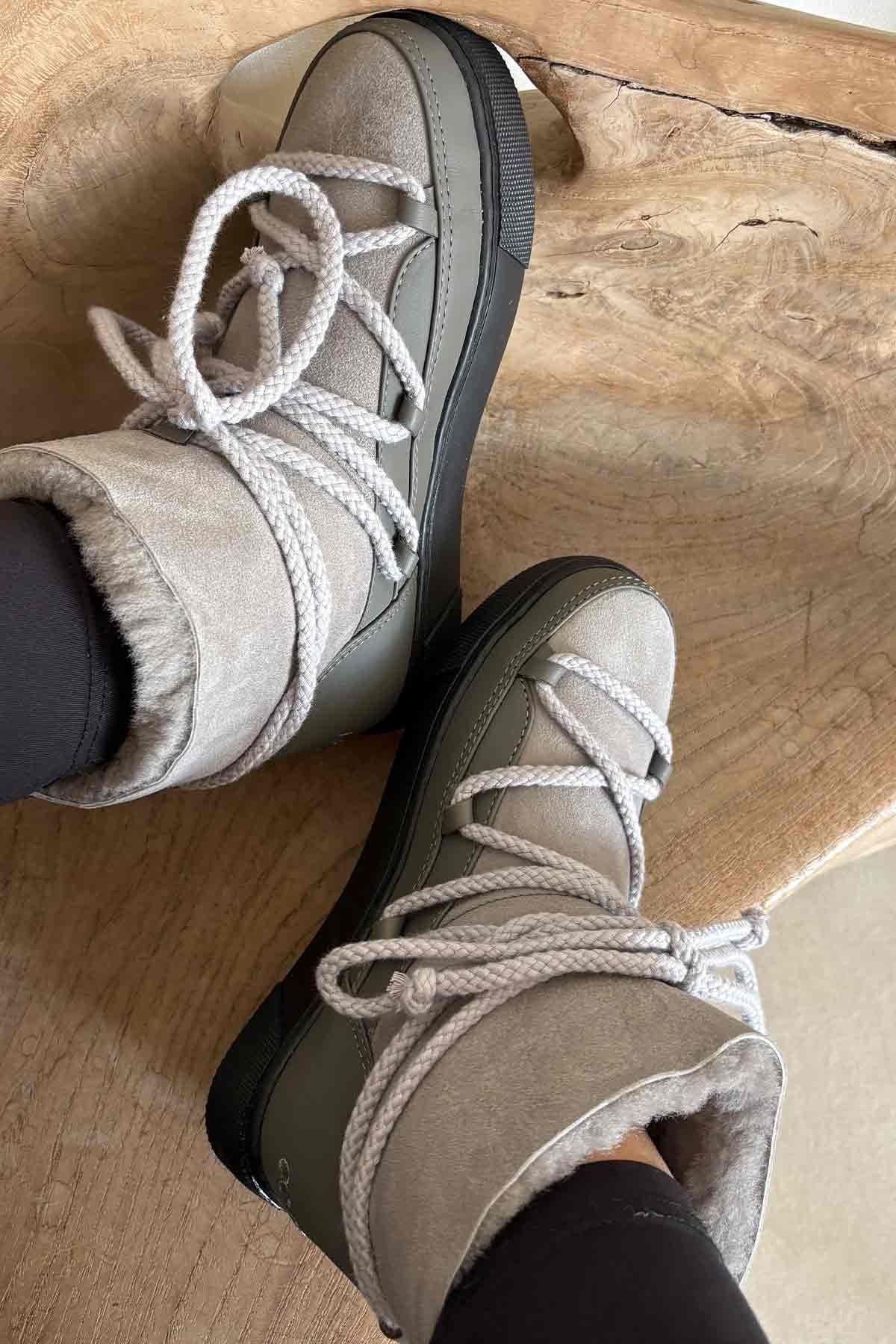 Hakiki İçi Kürk Bayan Sneaker 355050 Gri