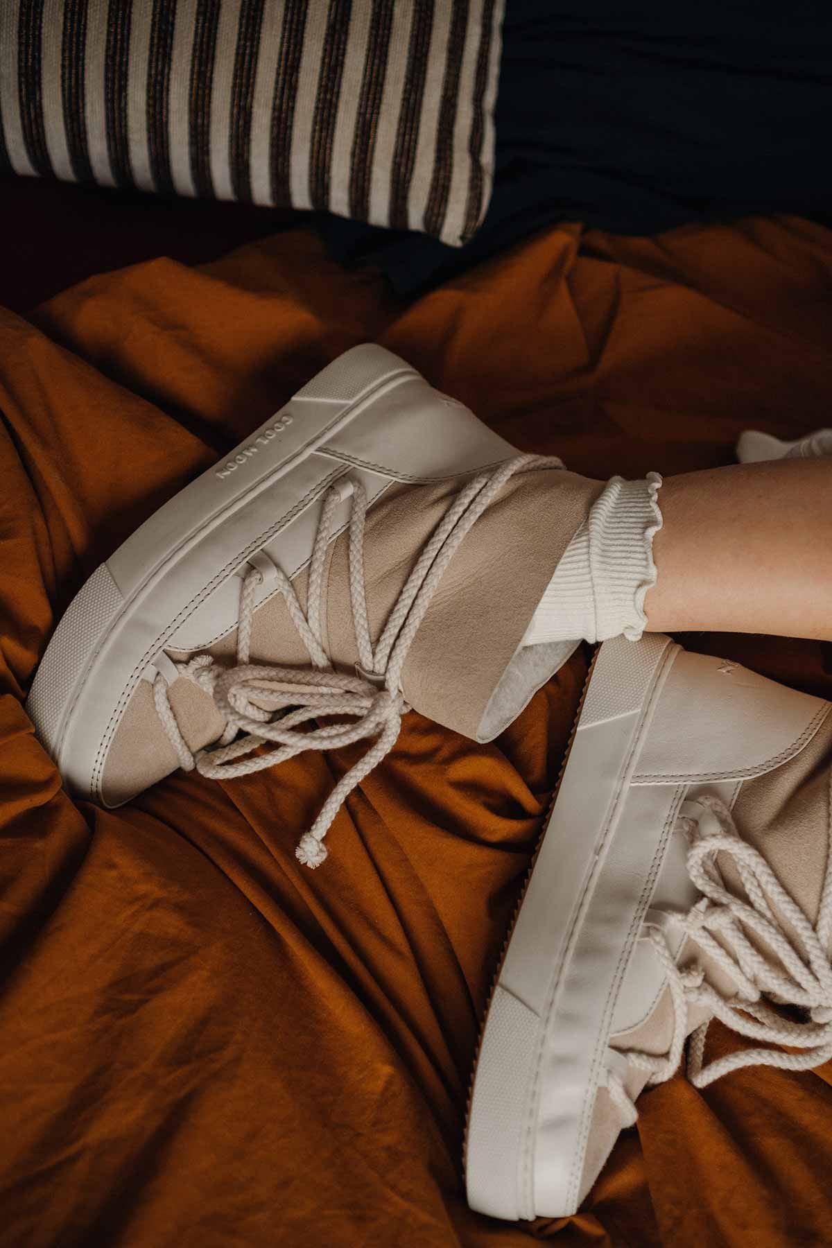 Hakiki İçi Kürk Bayan Sneaker 355050 Bej