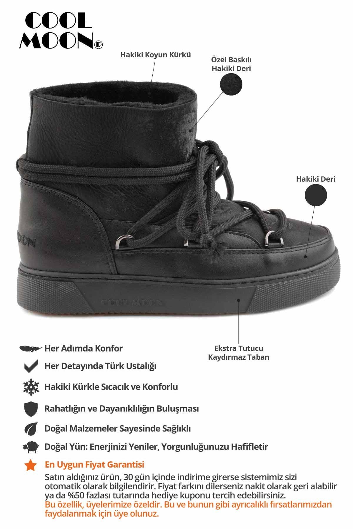 Hakiki Kürk Kadın Bot 355093 Siyah