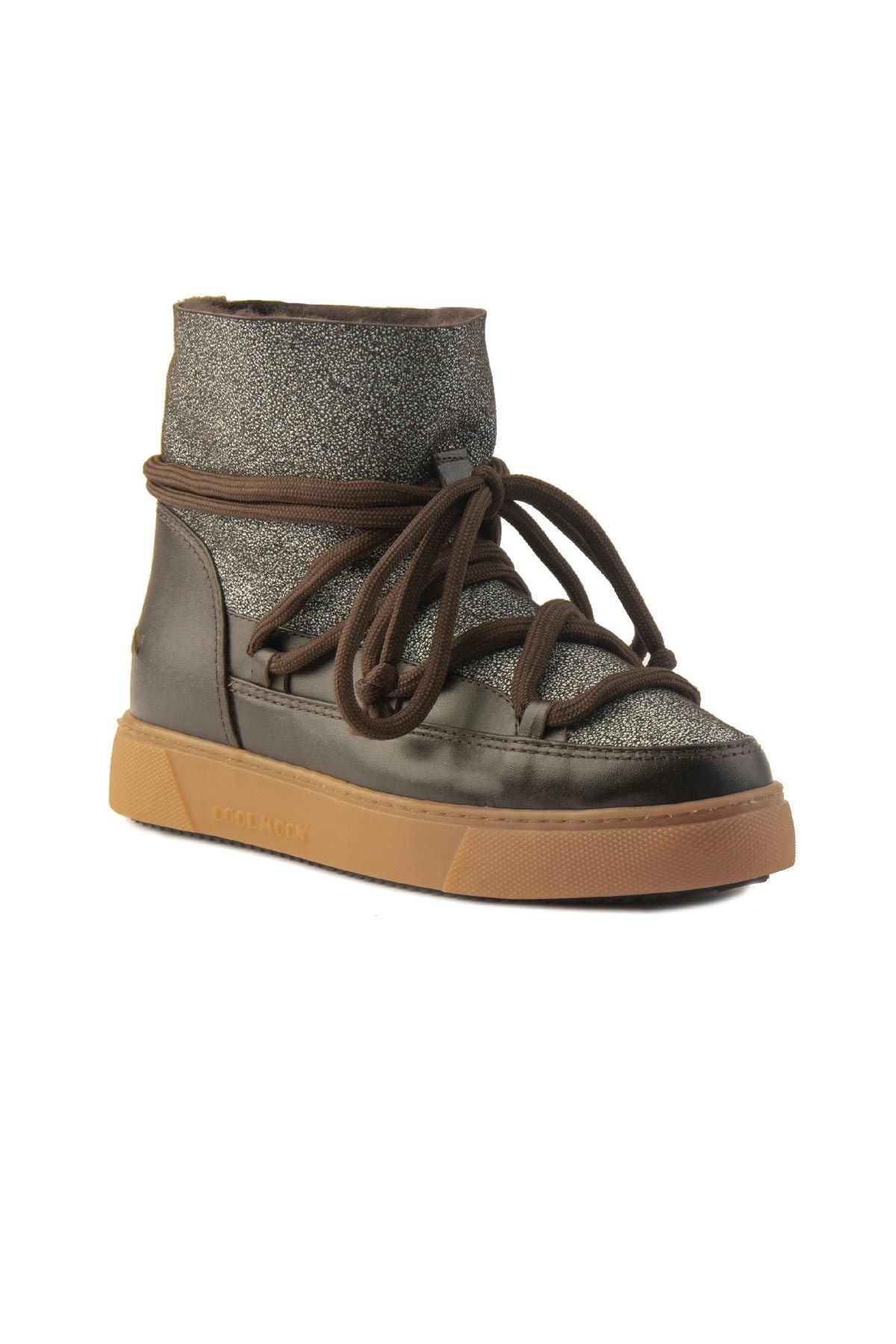 Hakiki Kürklü Kadın Sneaker 355074 Kahve