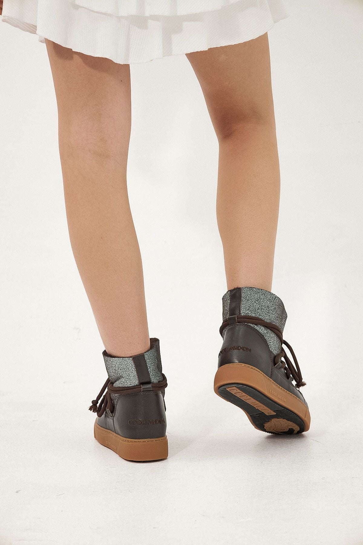 Hakiki Kürklü Kadın Sneaker 355074 Kahve