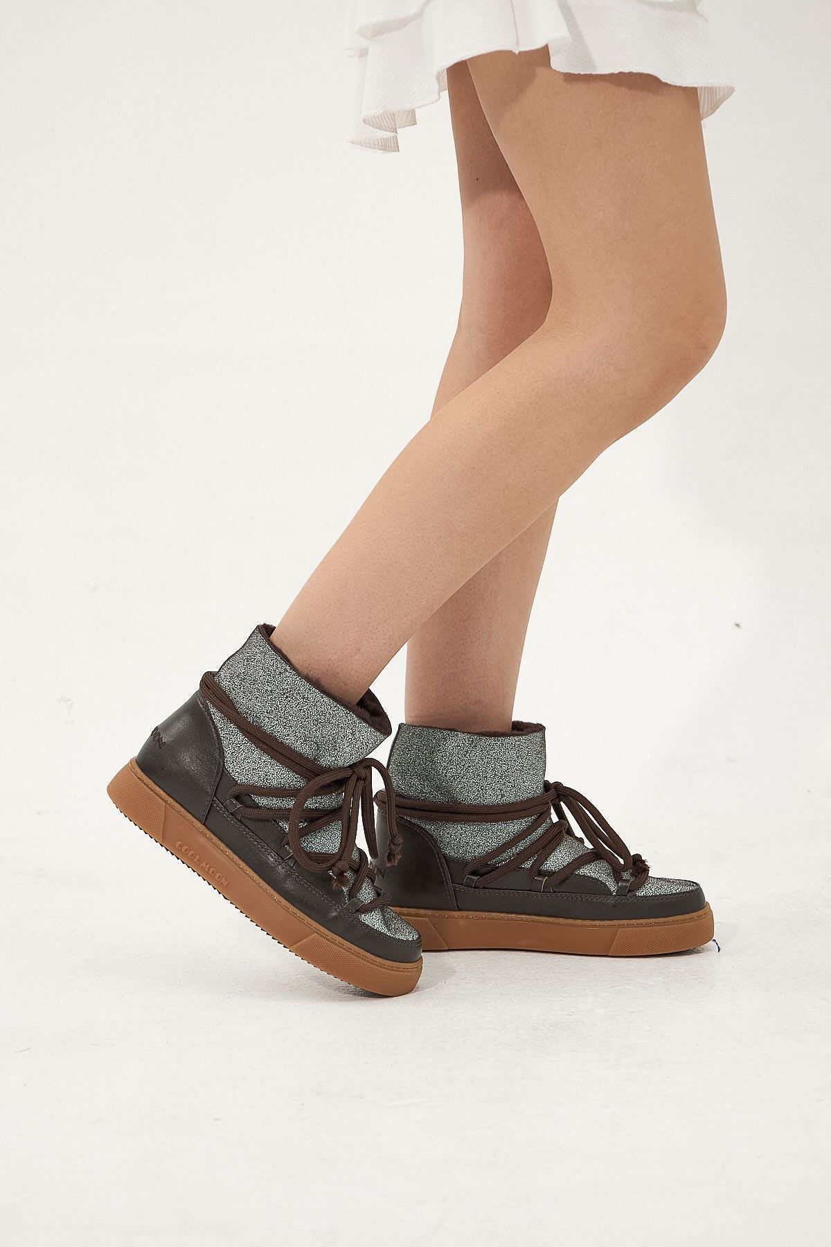 Hakiki Kürklü Kadın Sneaker 355074 Kahve