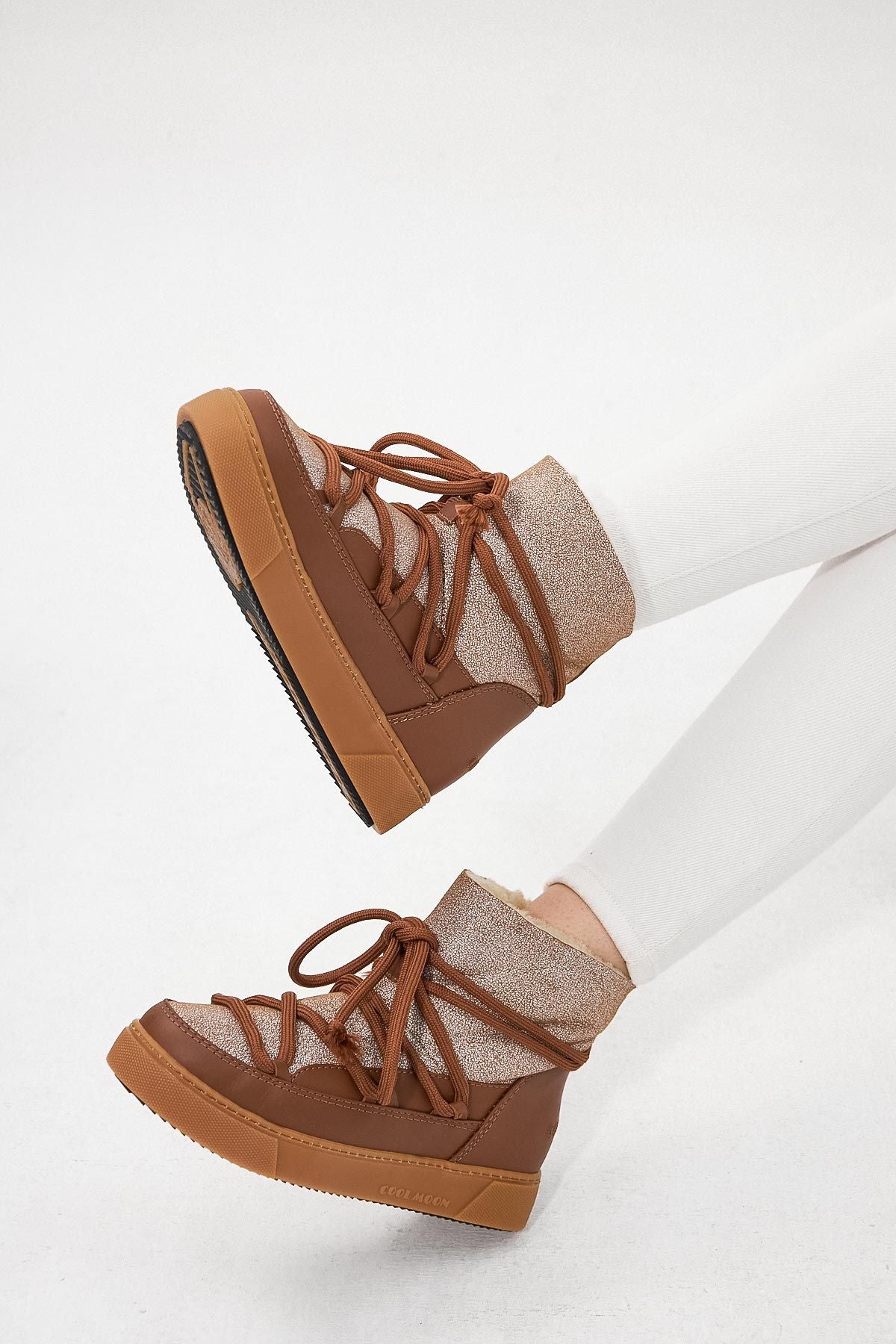 Hakiki Kürklü Kadın Sneaker 355074 Taba