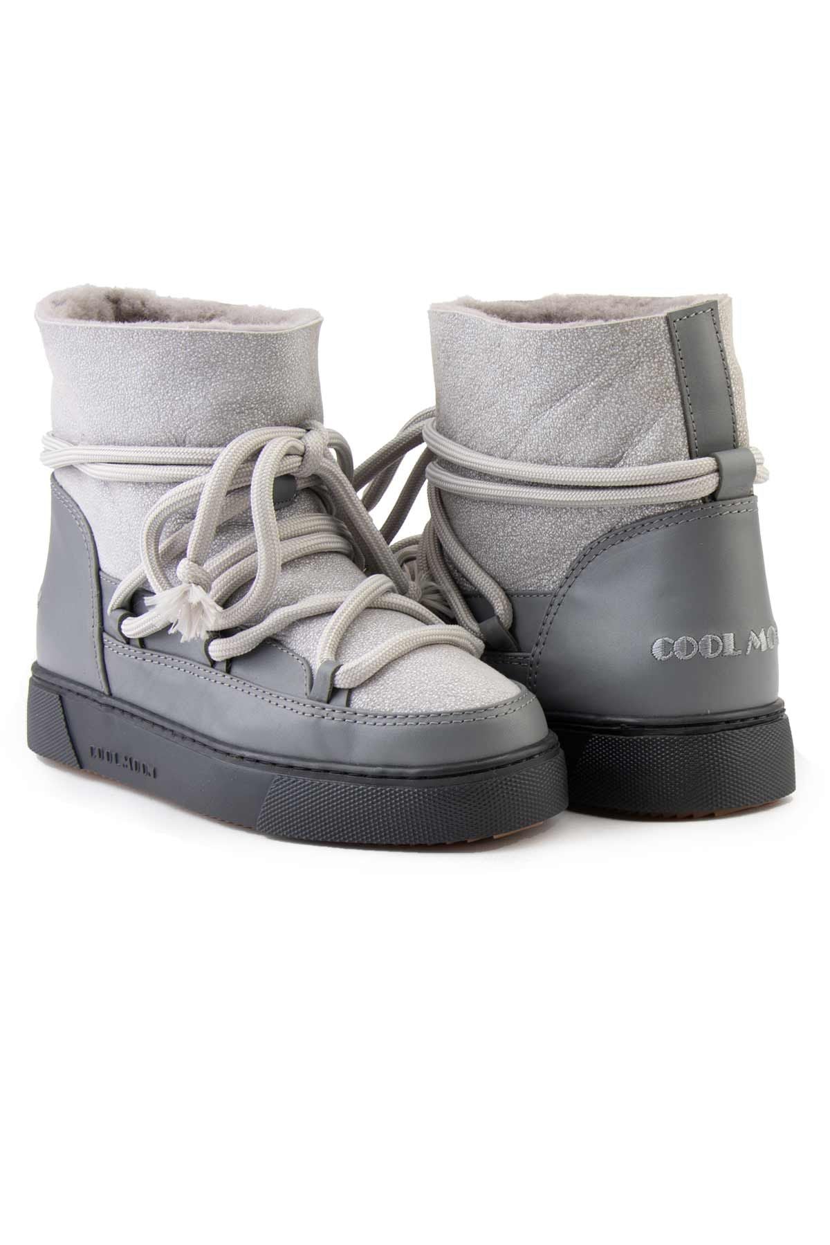 Hakiki Kürklü Kadın Sneaker 355074 Gri