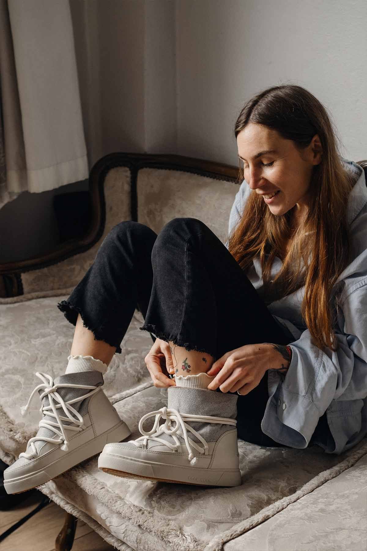 Hakiki Kürklü Kadın Sneaker 355074 Bej