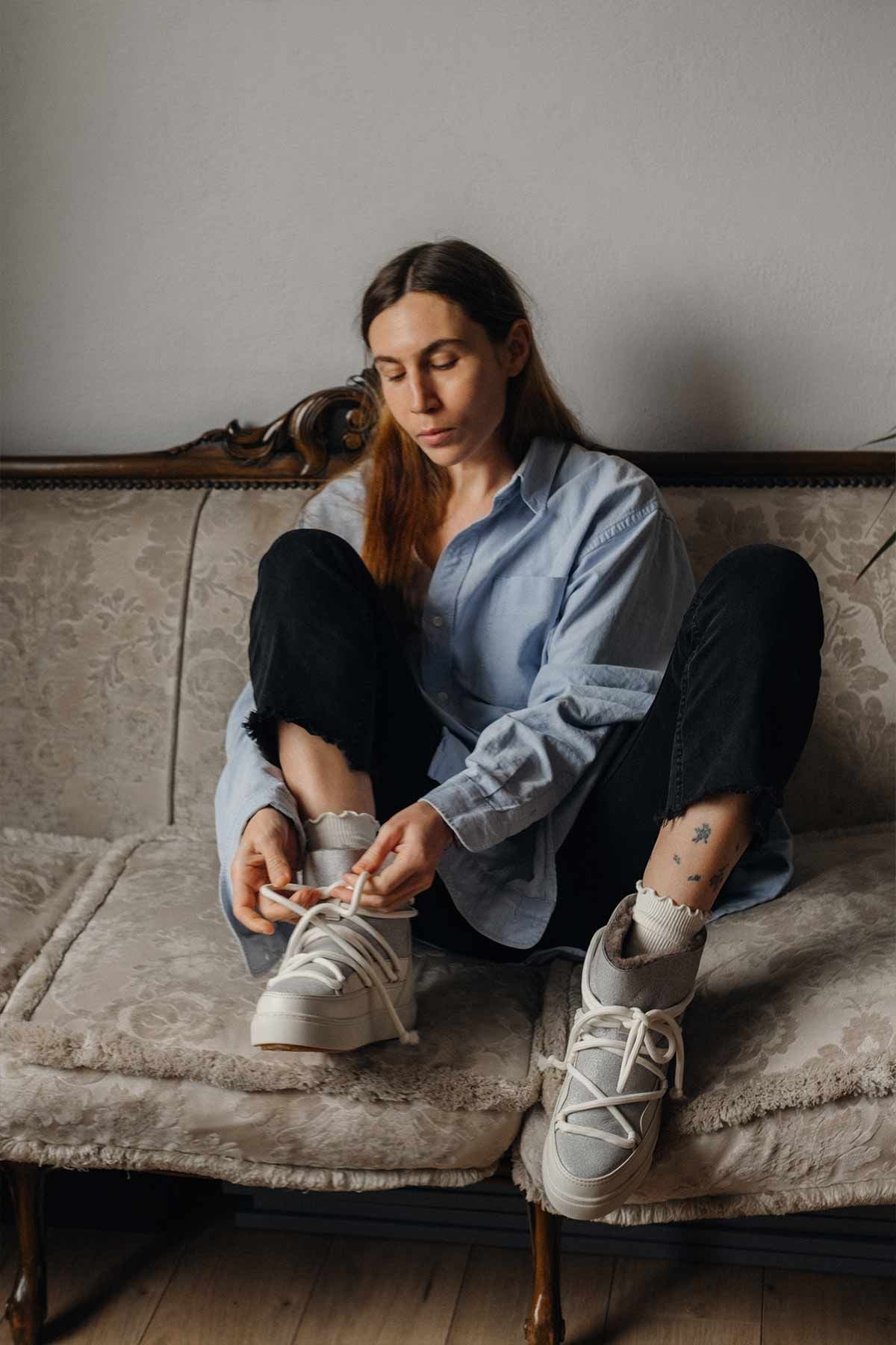 Hakiki Kürklü Kadın Sneaker 355074 Bej
