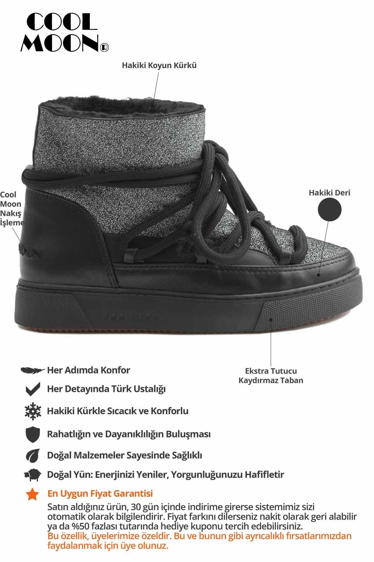 Hakiki Kürklü Kadın Sneaker 355074 Siyah