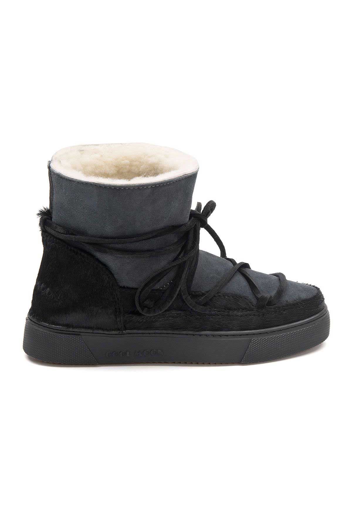Hakiki Kürklü Kadın Sneaker 355076 Siyah