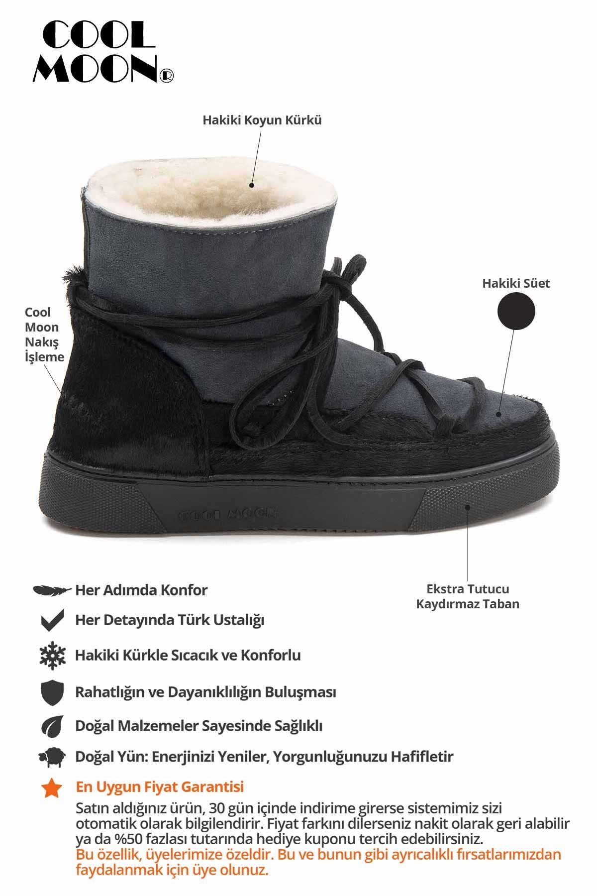 Hakiki Kürklü Kadın Sneaker 355076 Siyah