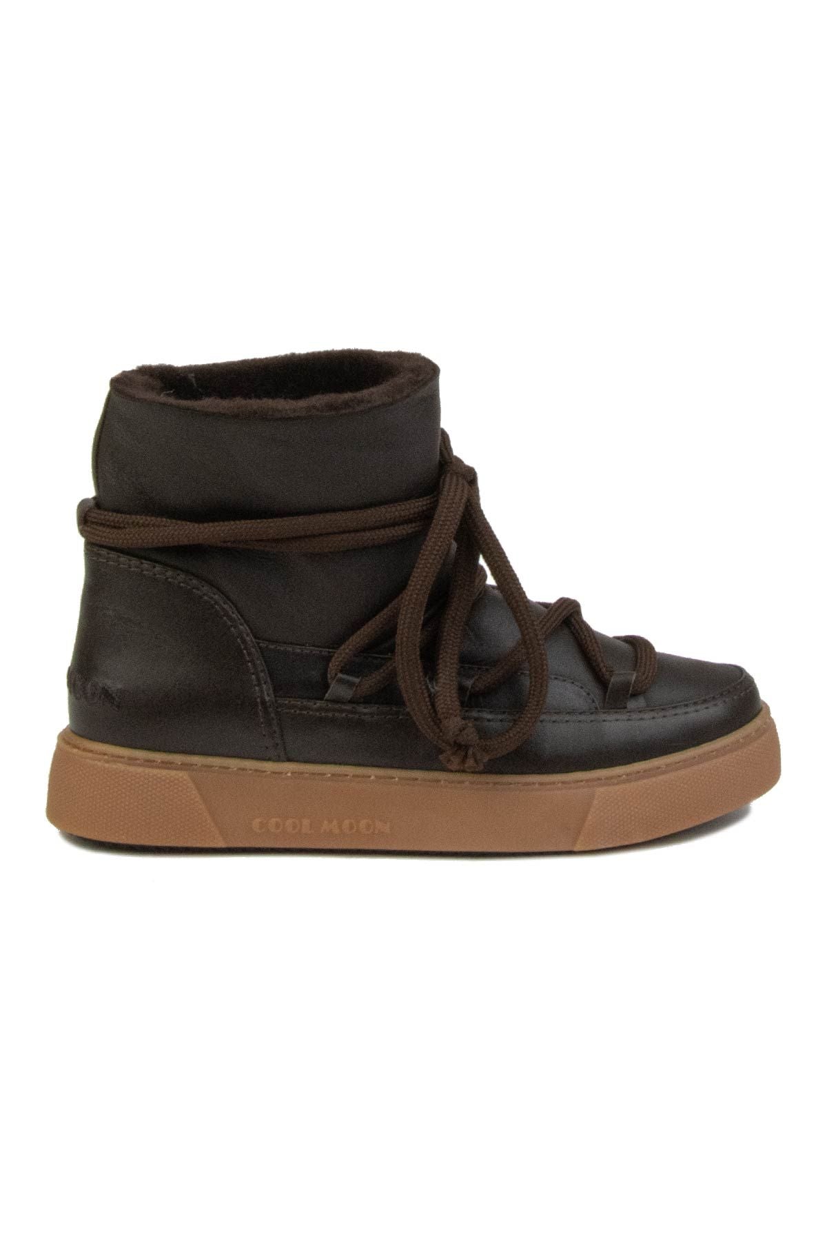 Hakiki Kürklü Kadın Sneaker 355077 Kahve