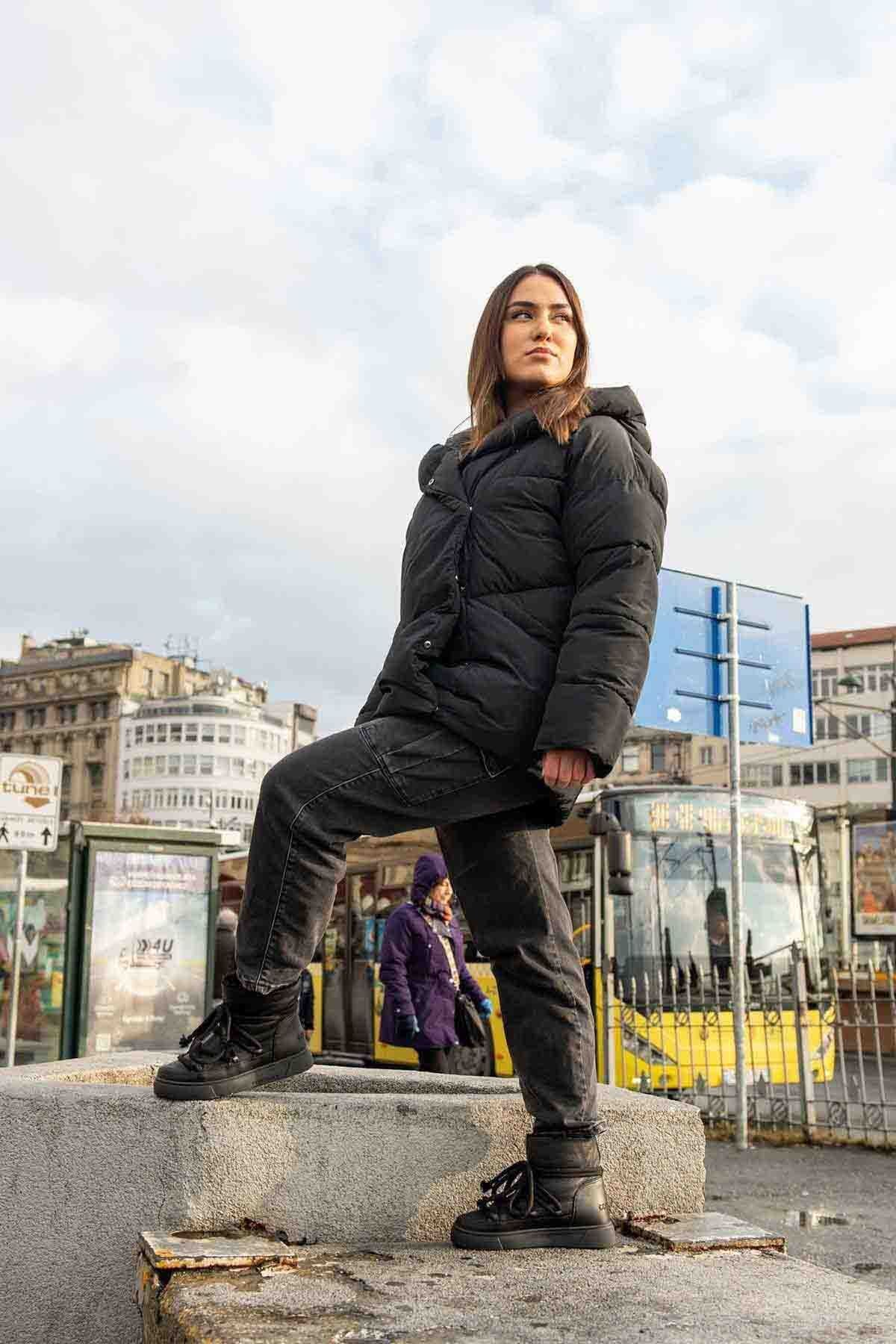 Hakiki Kürklü Kadın Sneaker 355077 Siyah