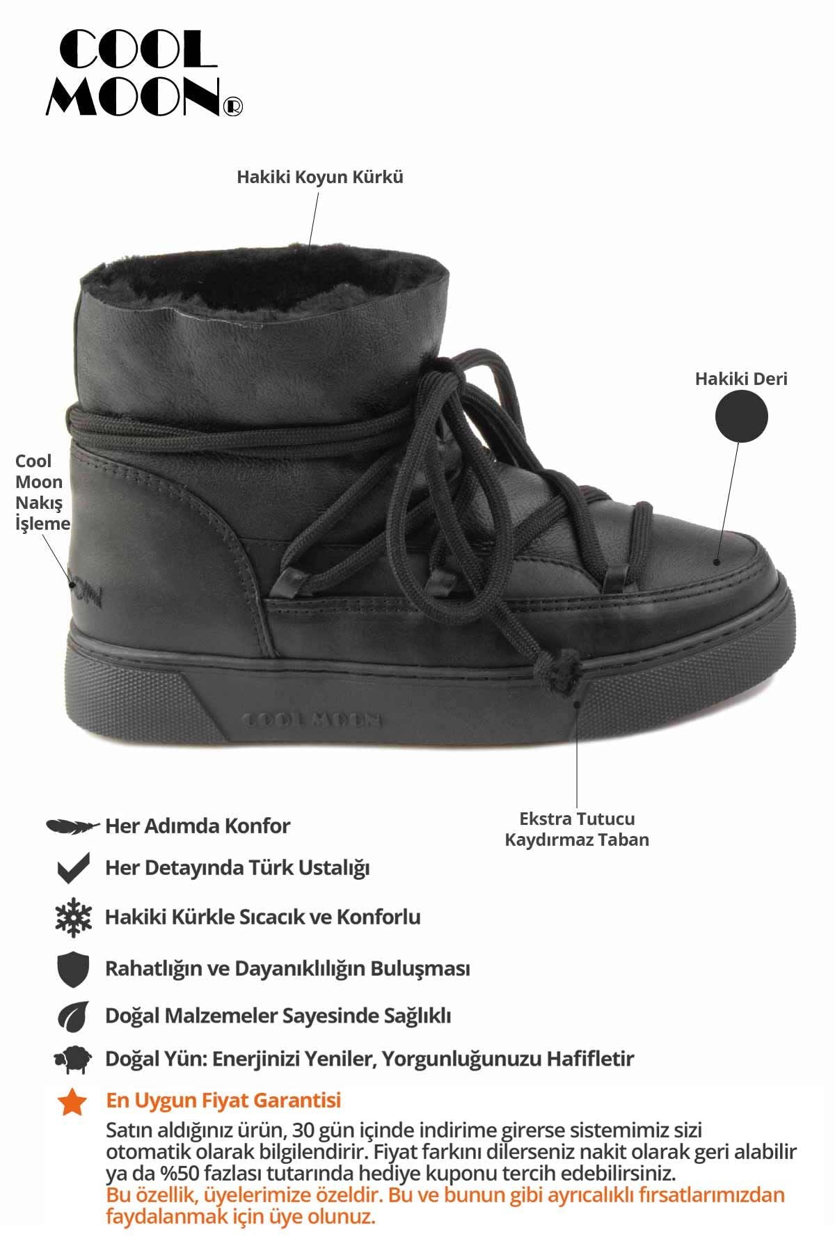 Hakiki Kürklü Kadın Sneaker 355077 Siyah