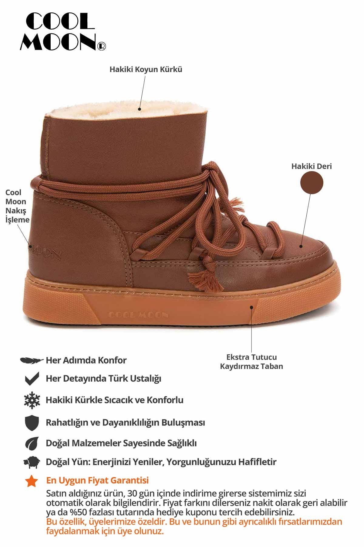 Hakiki Kürklü Kadın Sneaker 355077 Taba