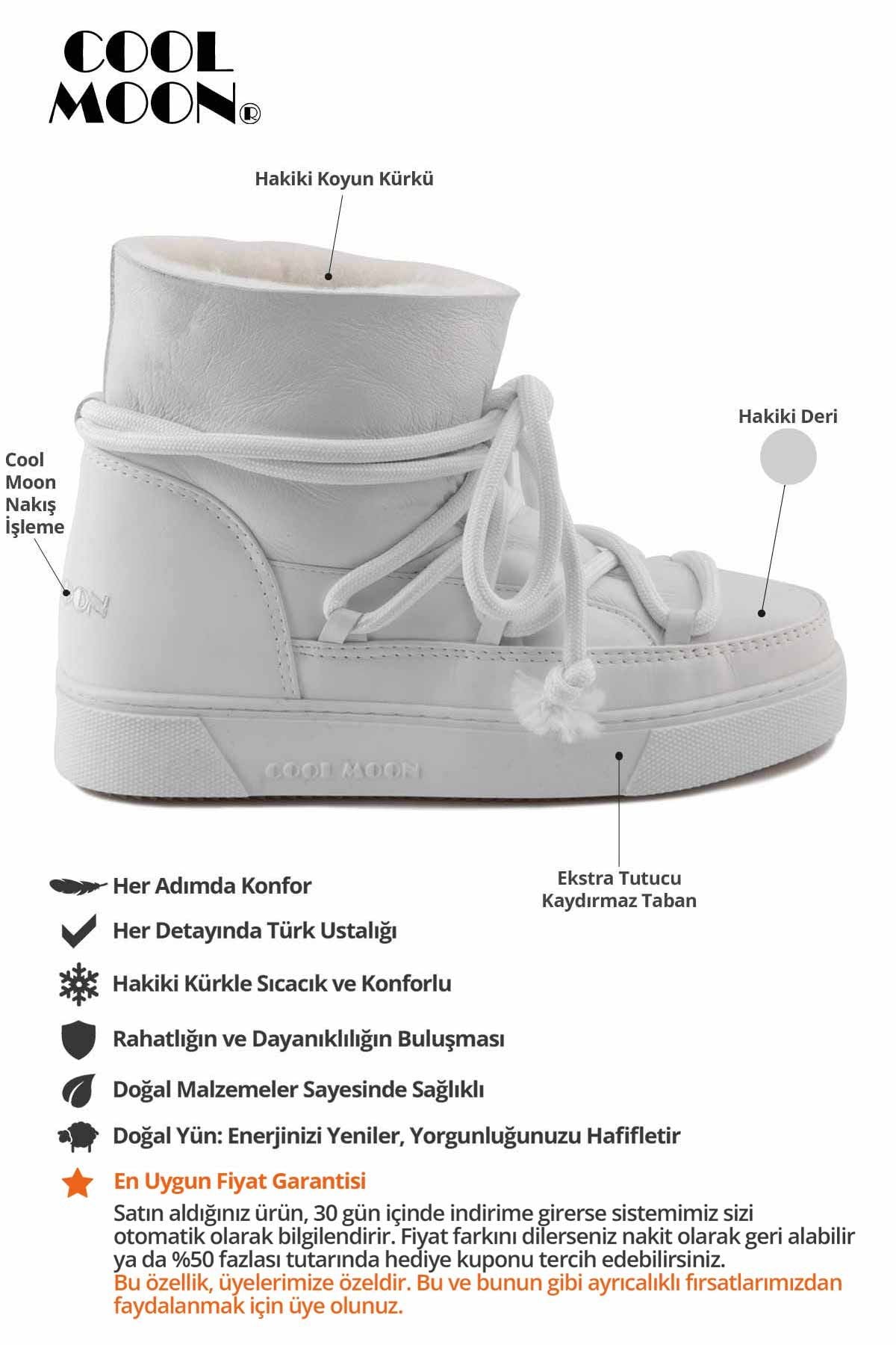 Hakiki Kürklü Kadın Sneaker 355077 Beyaz