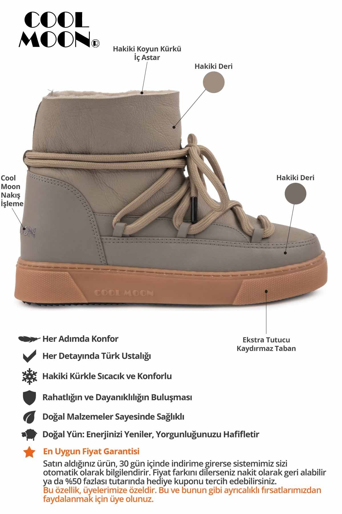 Hakiki Kürklü Kadın Sneaker 355077 Vizon