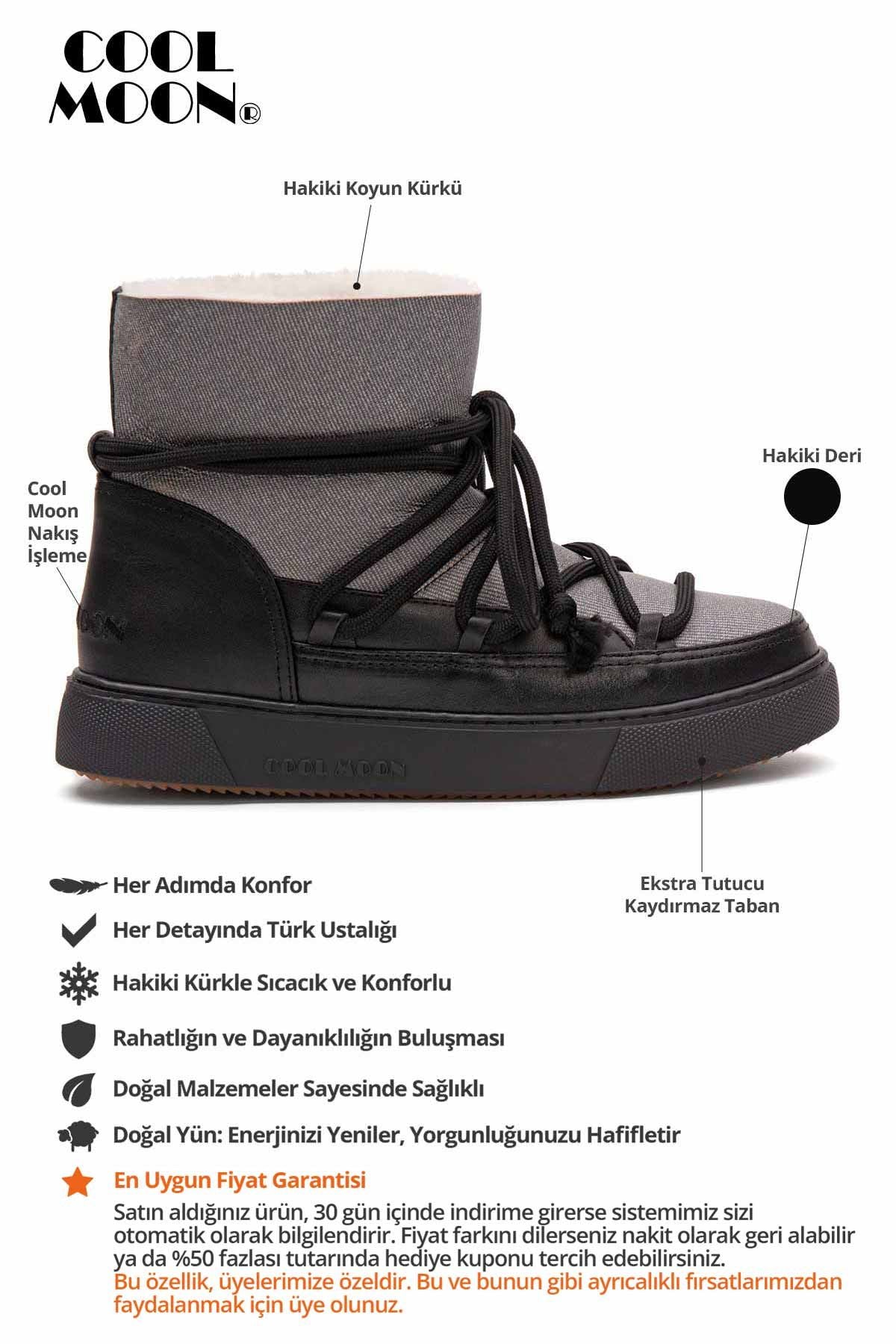 Hakiki Kürklü Kadın Sneaker 355083 Siyah