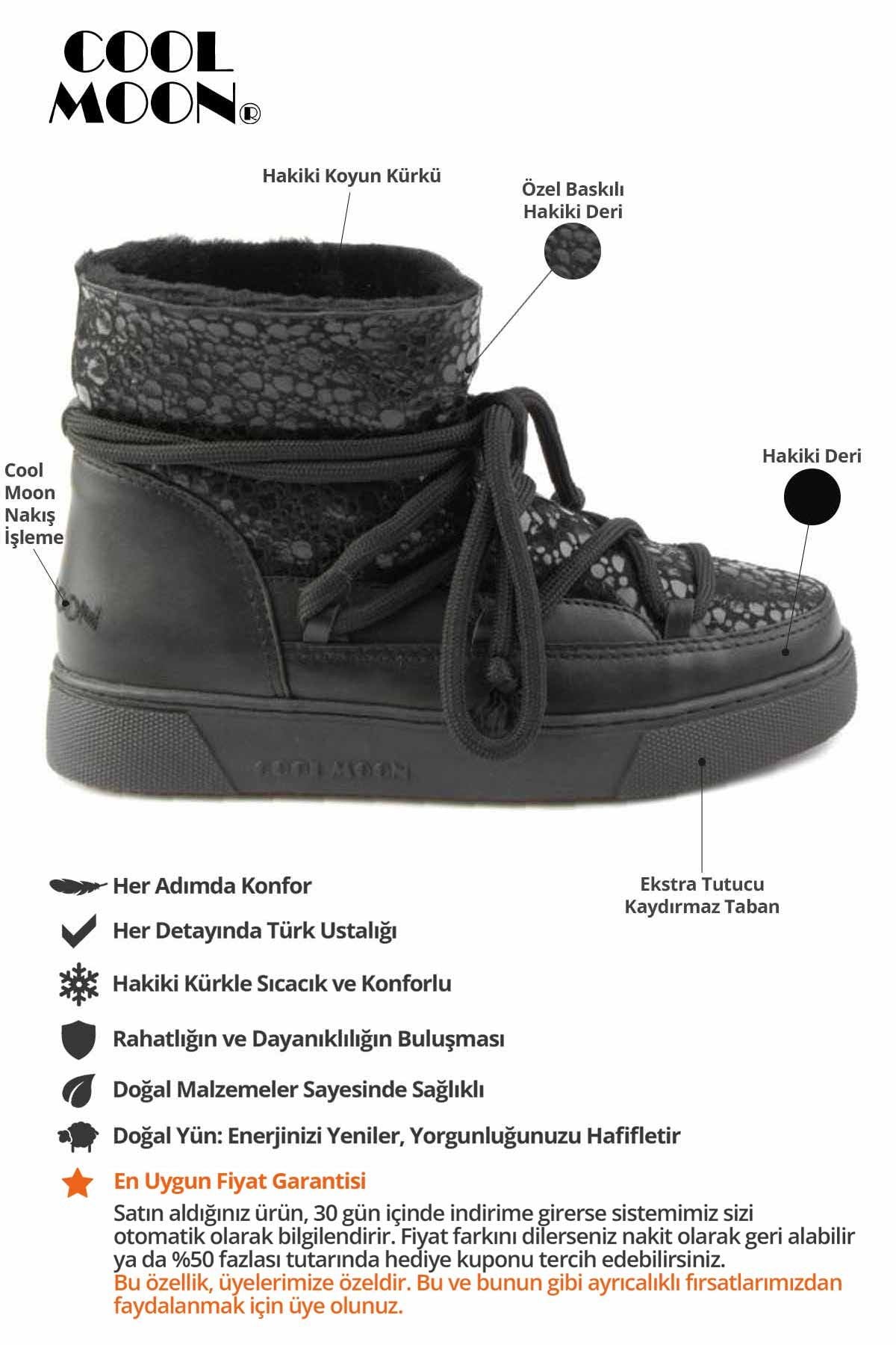 Hakiki Kürklü Kadın Sneaker 355084 Siyah