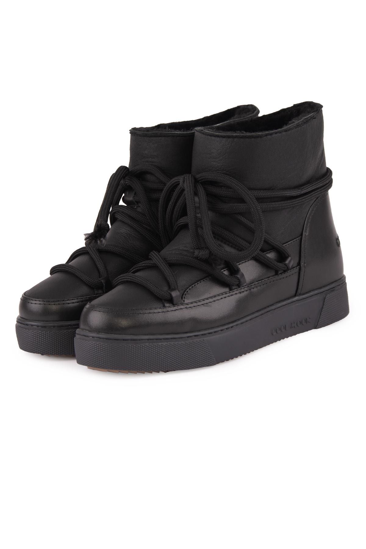Hakiki Kürklü Kadın Sneaker 355099 Siyah