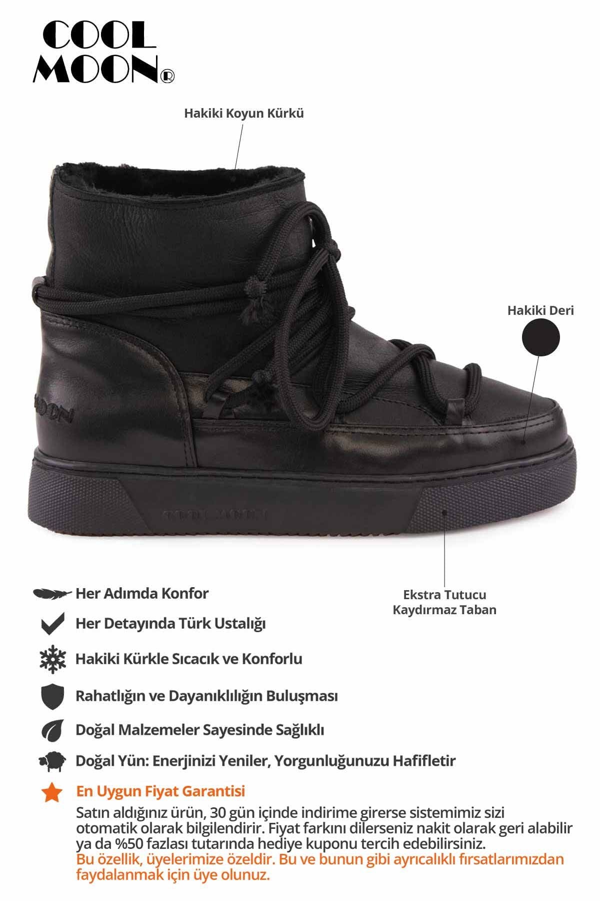 Hakiki Kürklü Kadın Sneaker 355099 Siyah