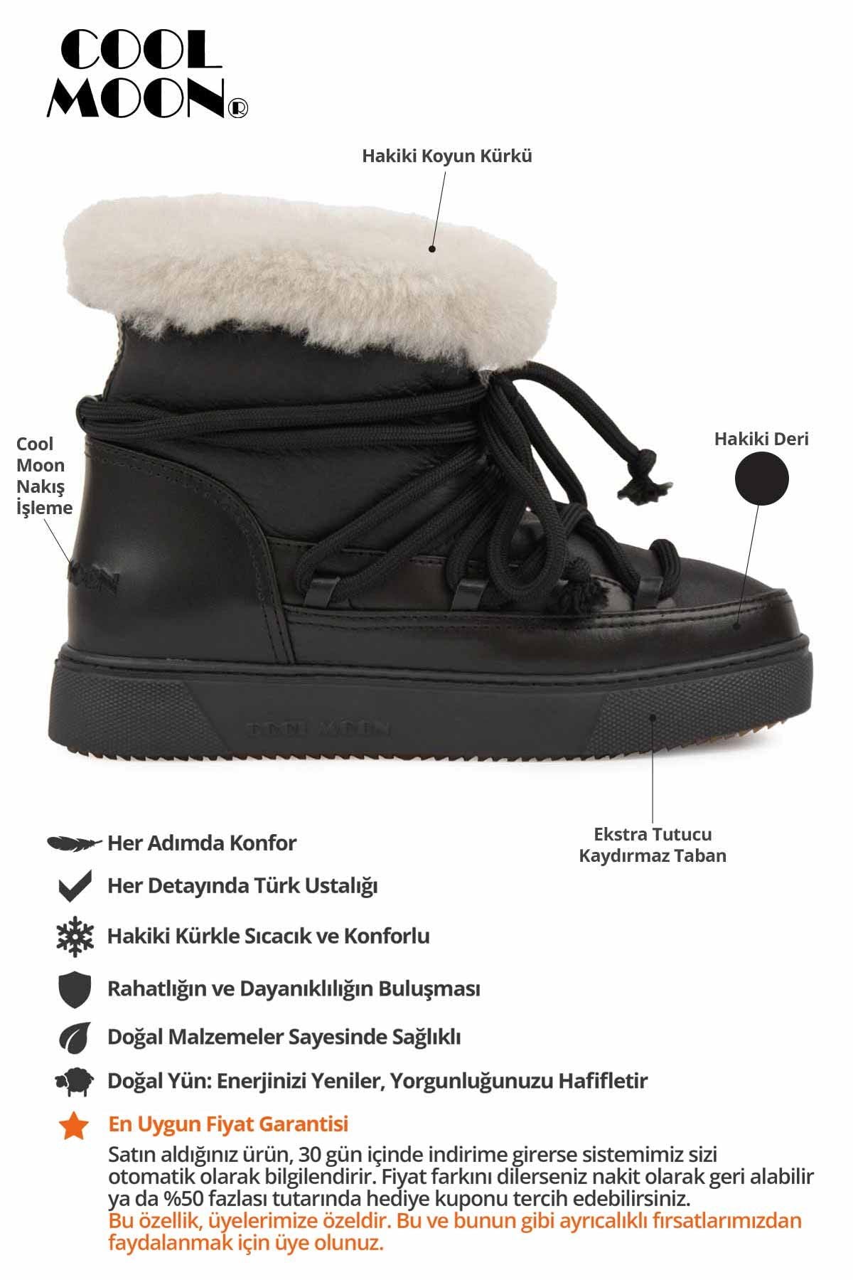 Hakiki Kürklü Kadın Sneaker 355106 Siyah