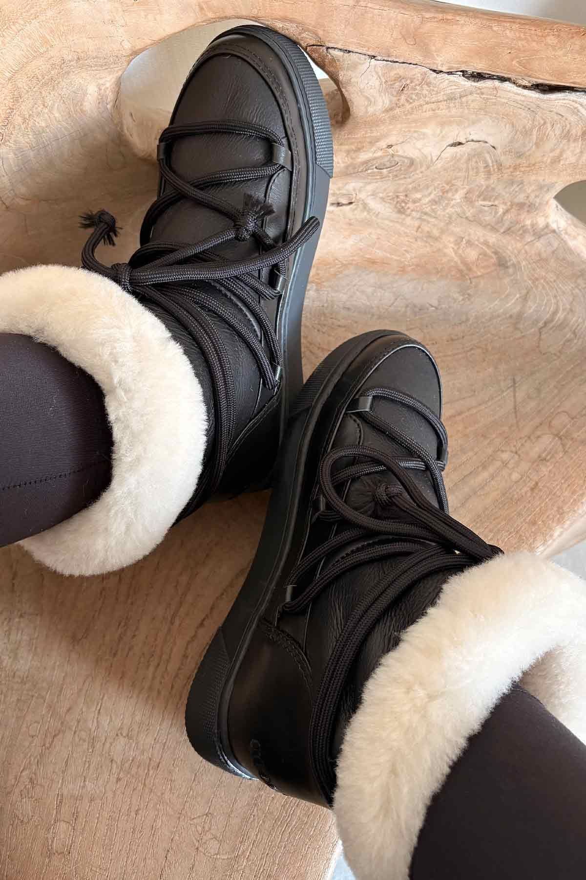 Hakiki Kürklü Kadın Sneaker 355106 Siyah