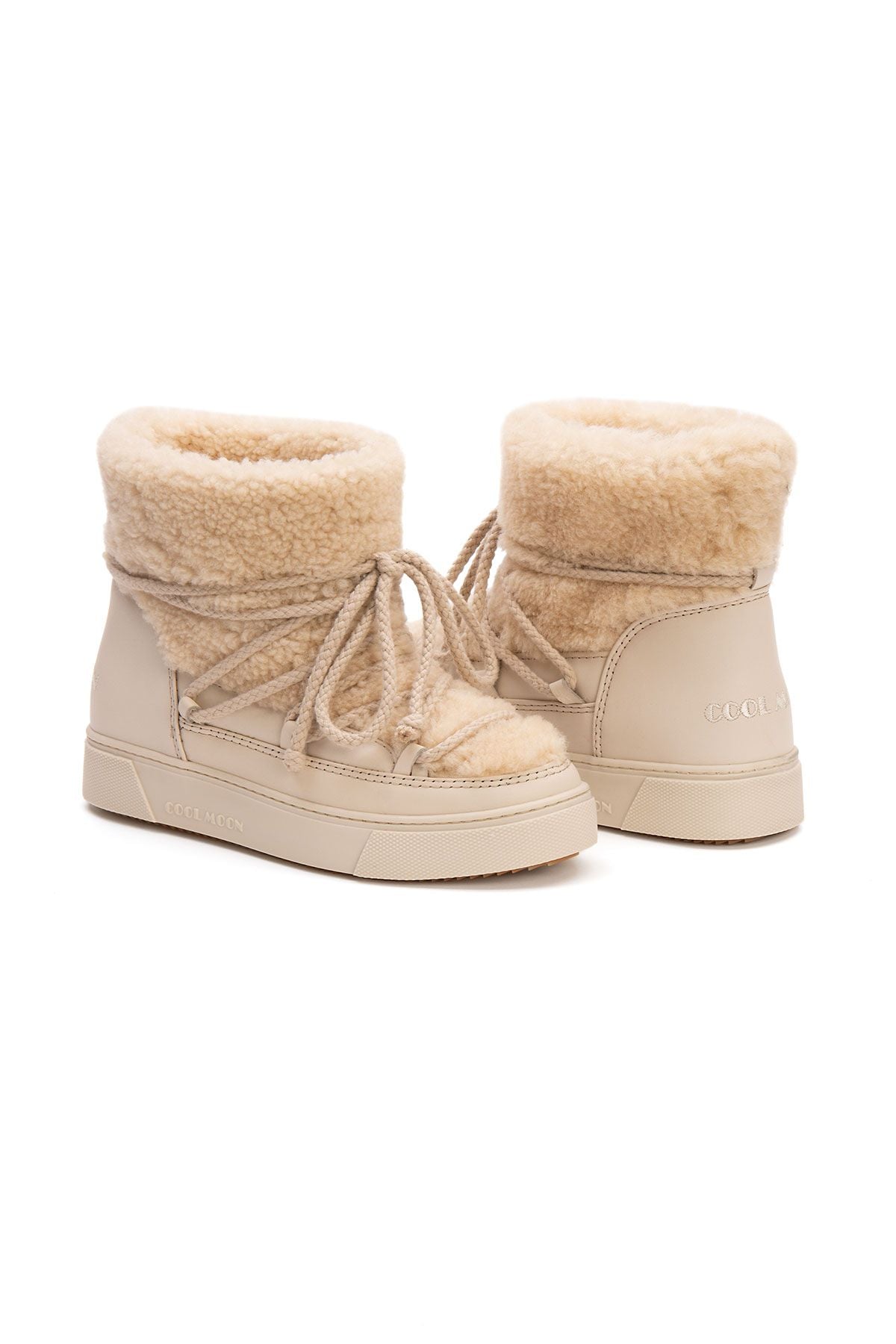 Hakiki Kürklü Kadın Sneakers 355067 Bej