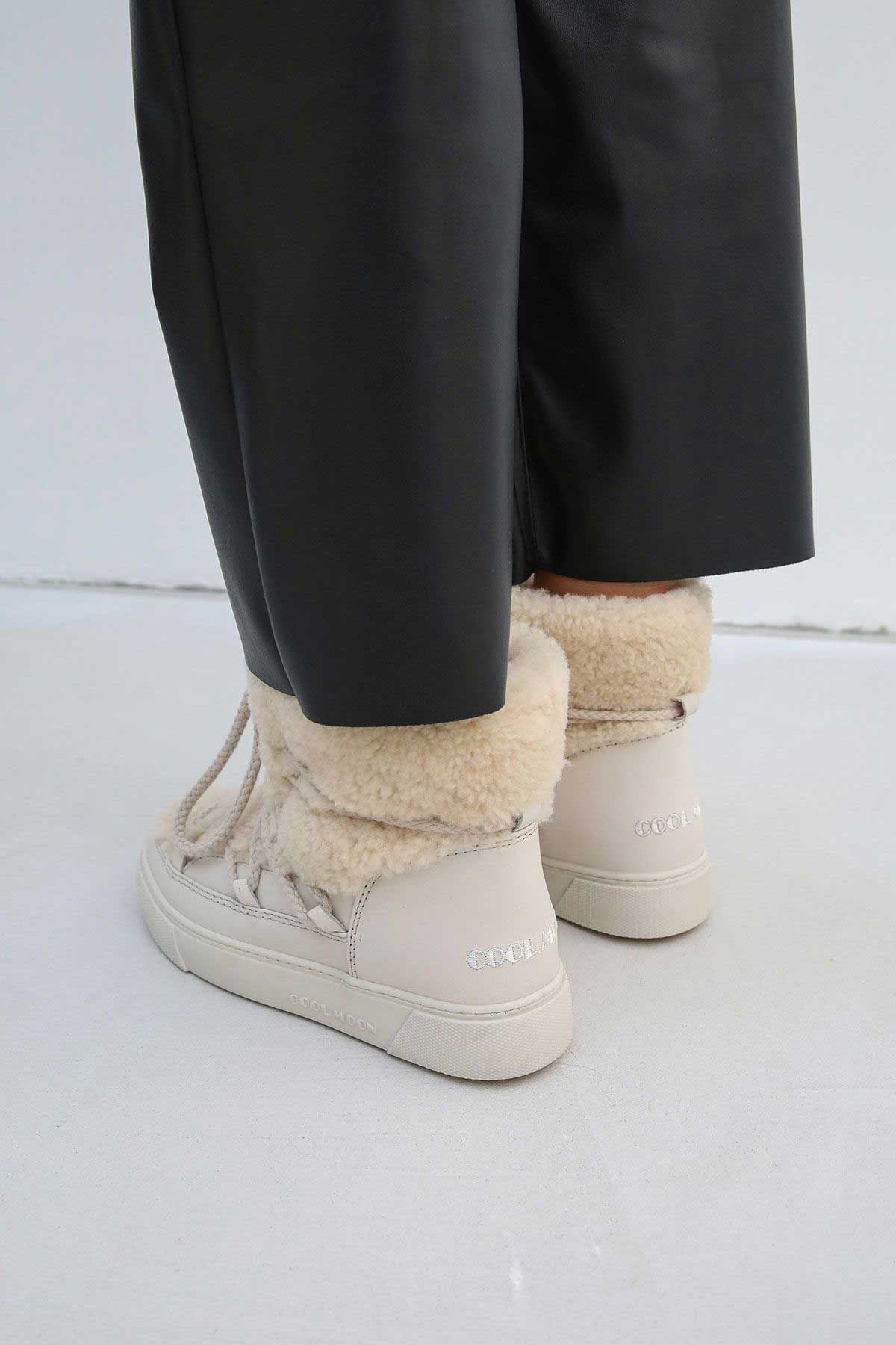 Hakiki Kürklü Kadın Sneakers 355067 Bej