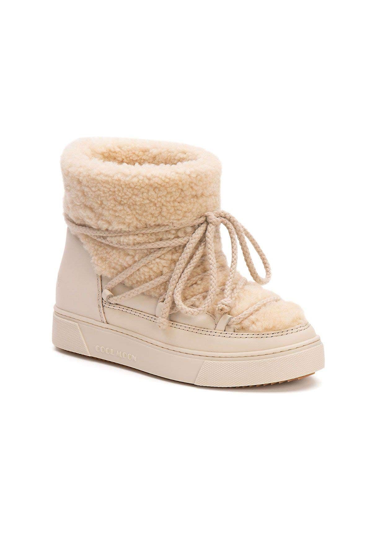 Hakiki Kürklü Kadın Sneakers 355067 Bej