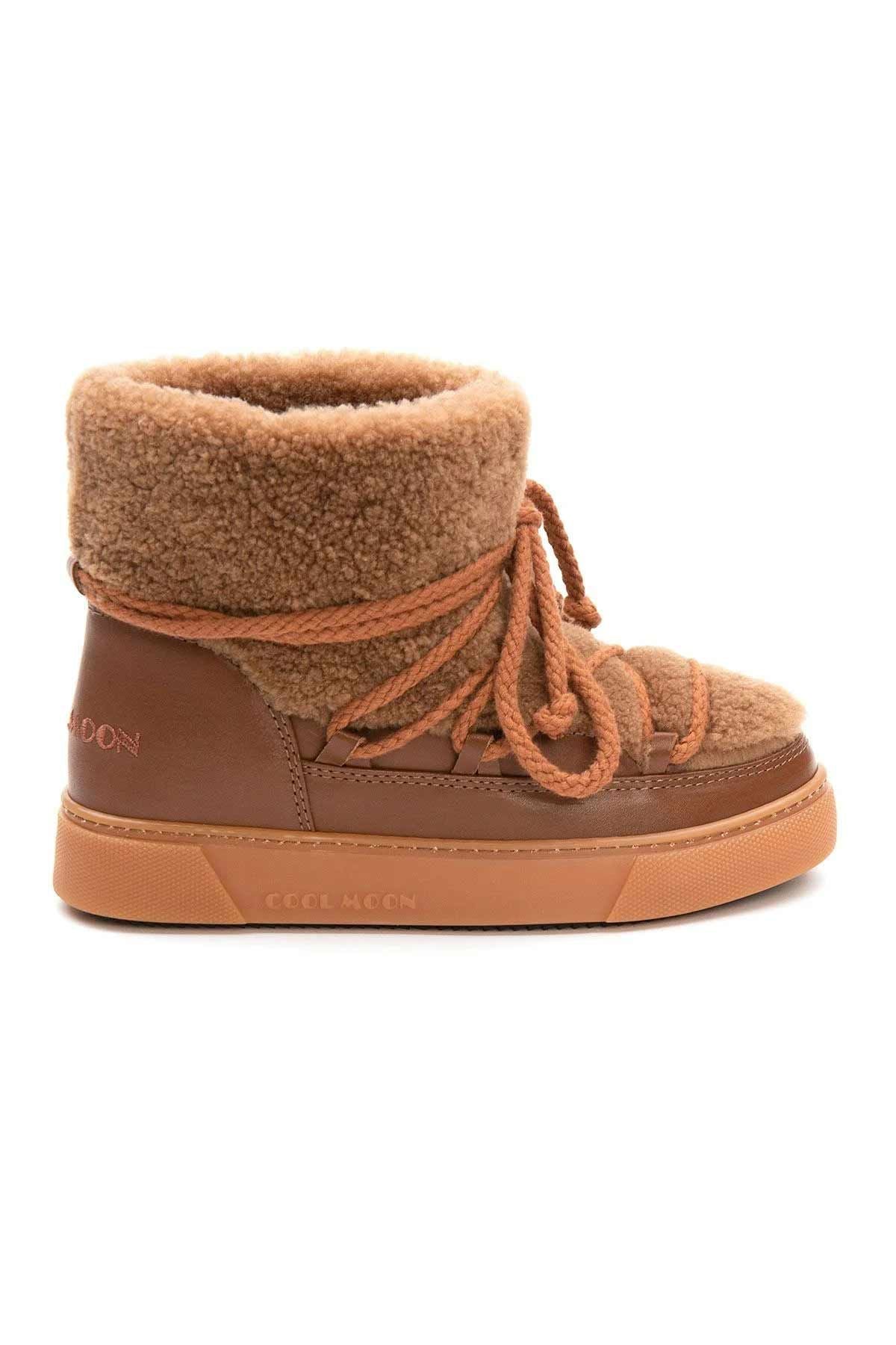 Hakiki Kürklü Kadın Sneakers 355067 Taba