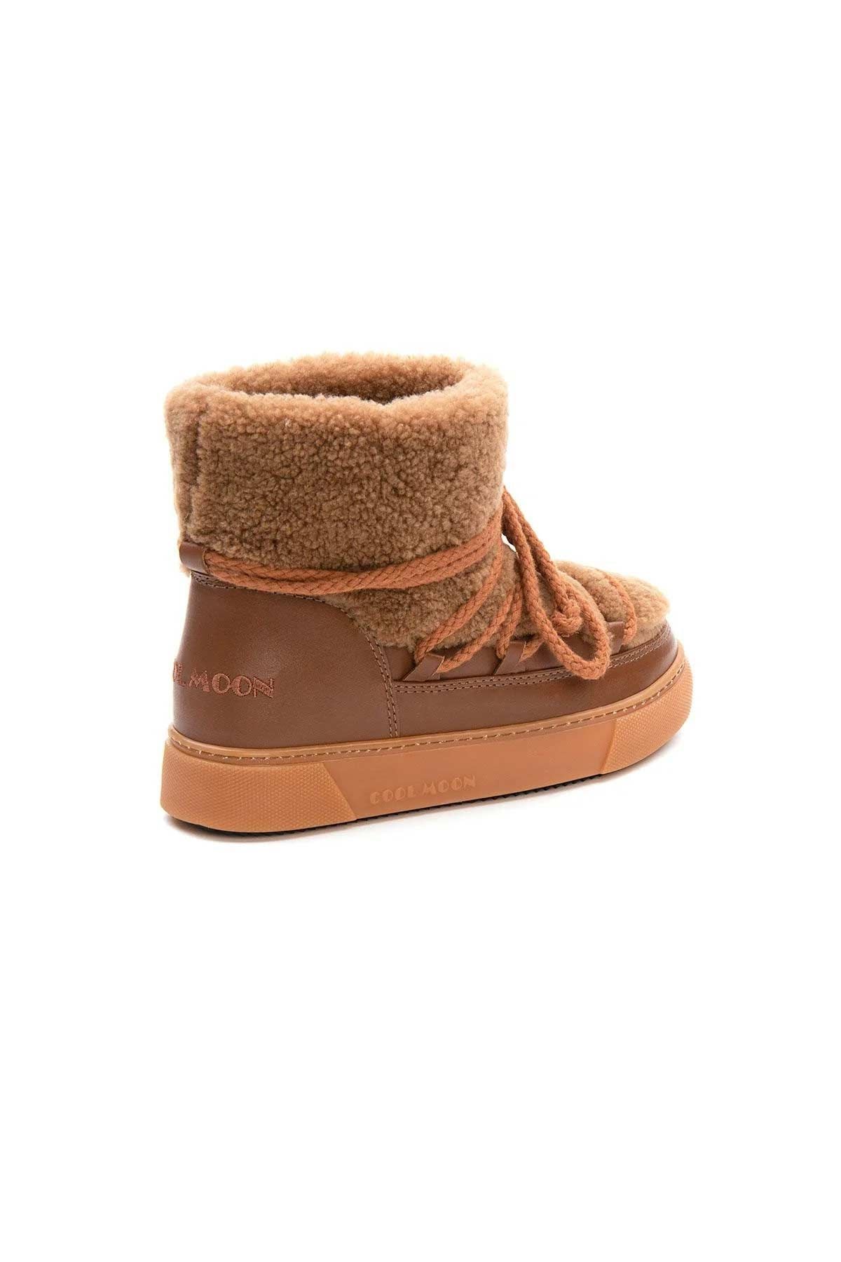 Hakiki Kürklü Kadın Sneakers 355067 Taba