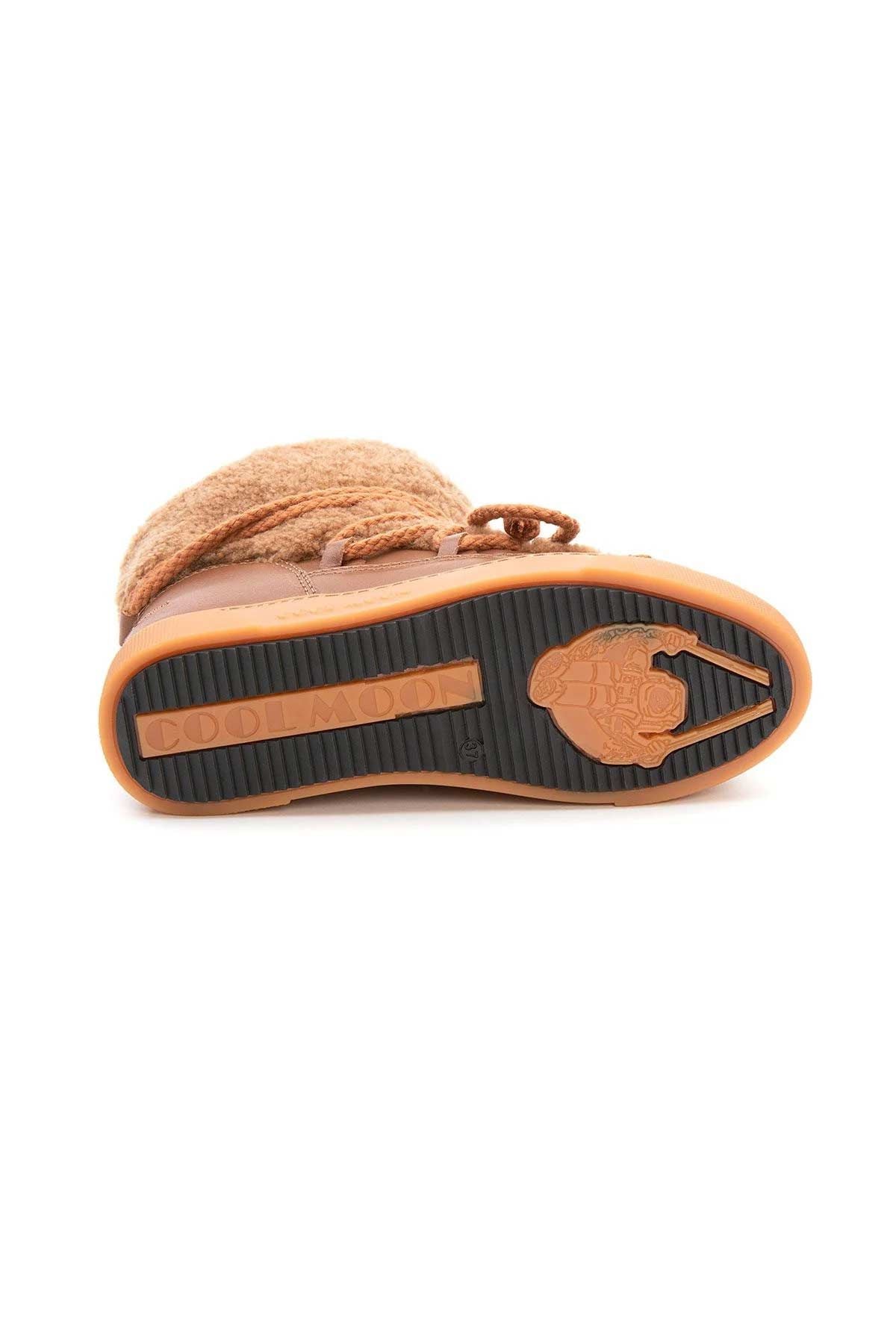 Hakiki Kürklü Kadın Sneakers 355067 Taba