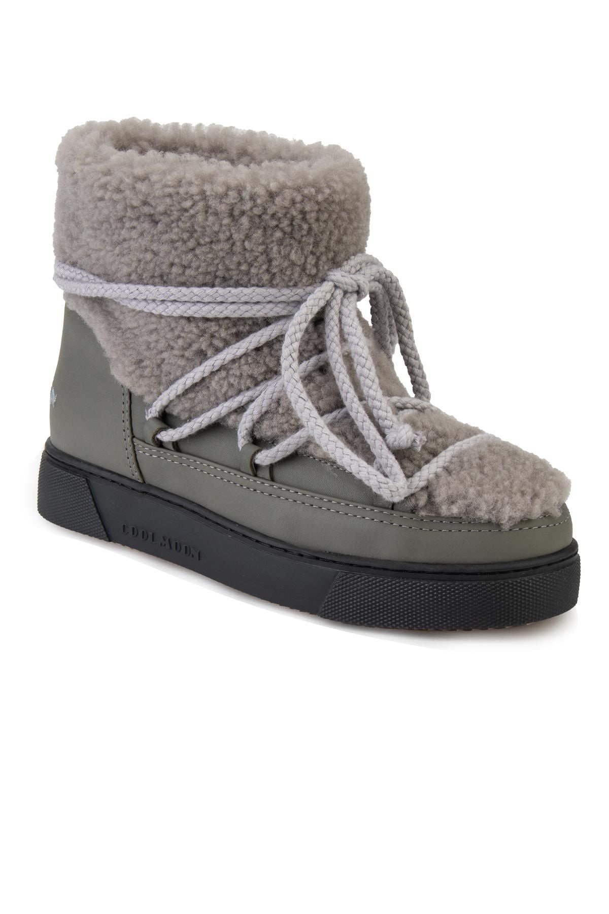 Hakiki Kürklü Kadın Sneakers 355067 Gri