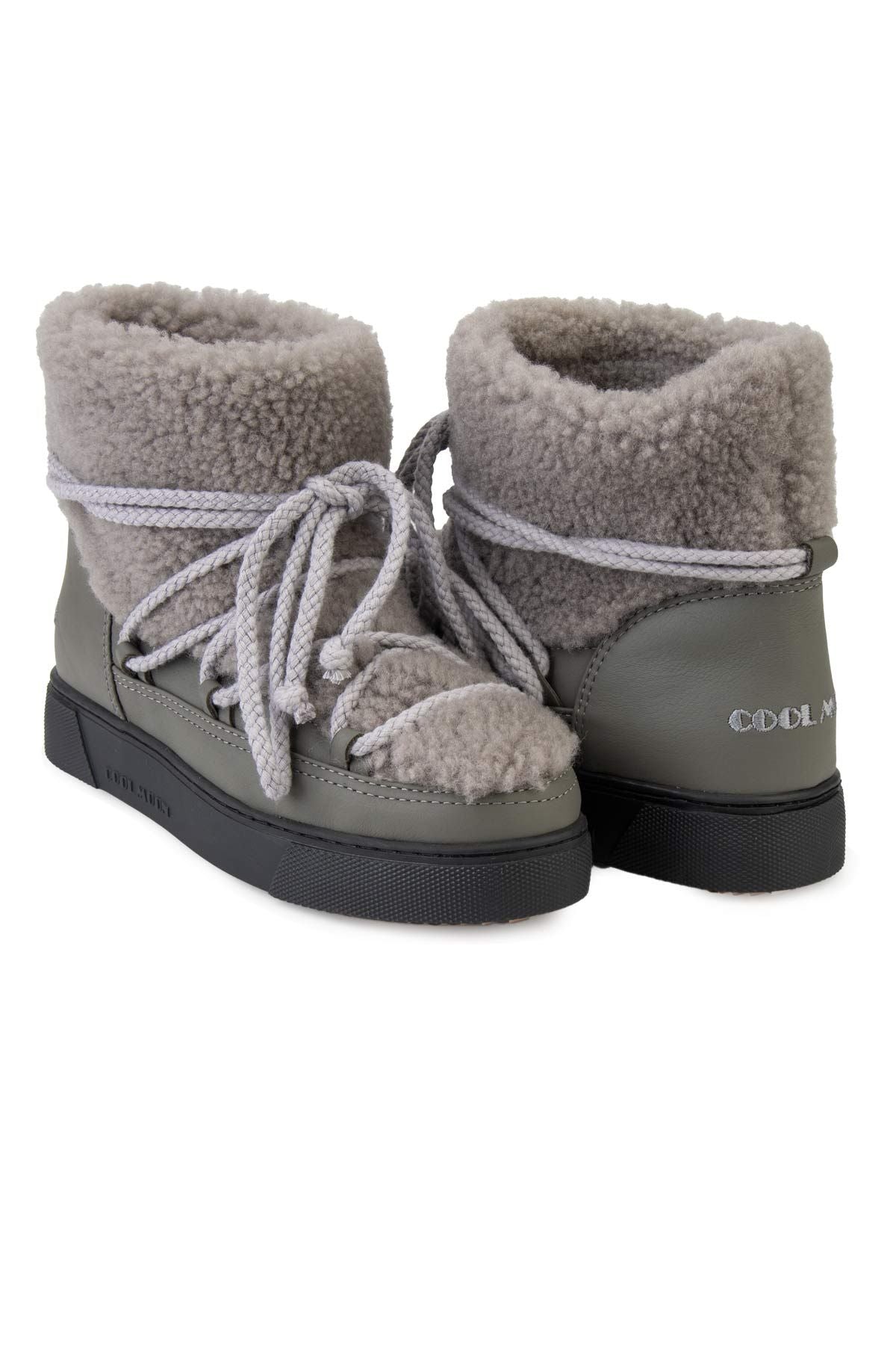 Hakiki Kürklü Kadın Sneakers 355067 Gri