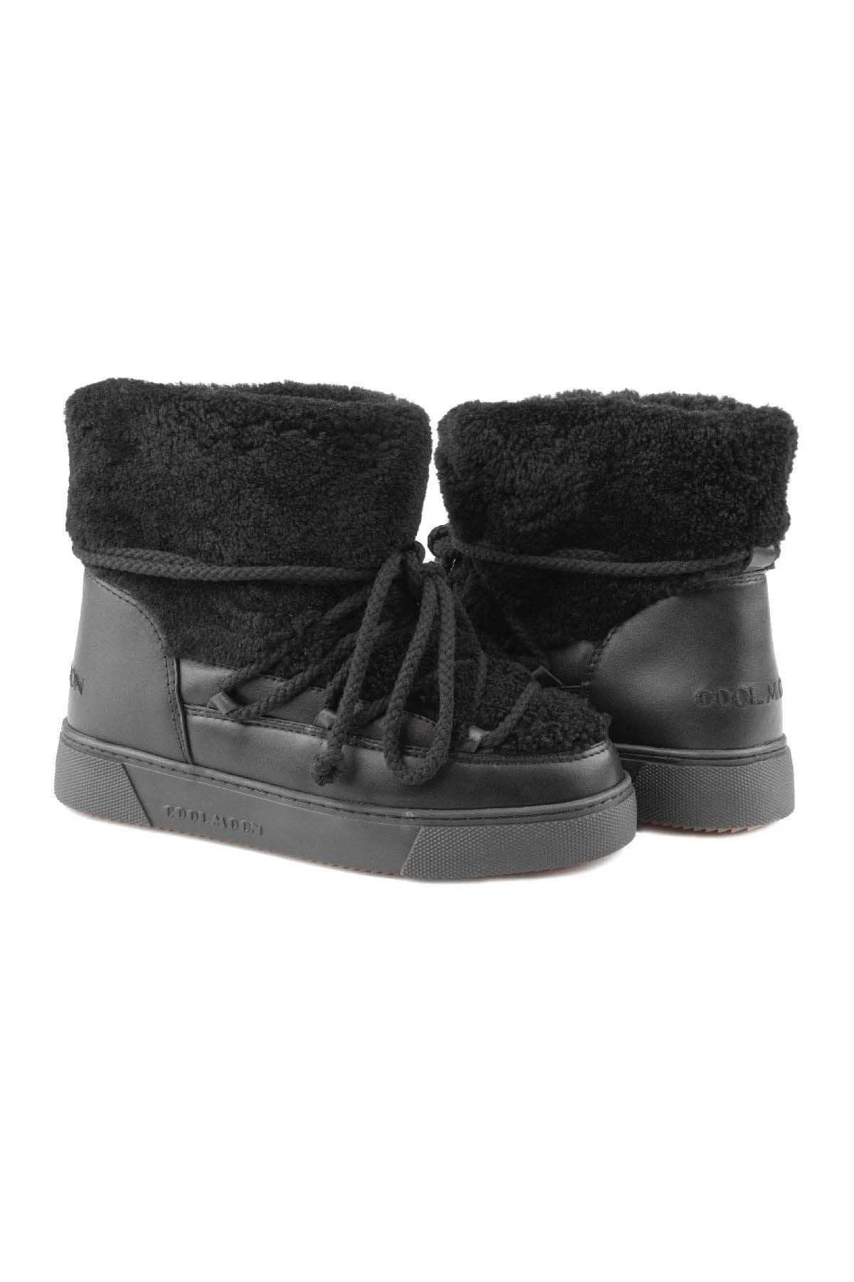 Hakiki Kürklü Kadın Sneakers 355067 Siyah