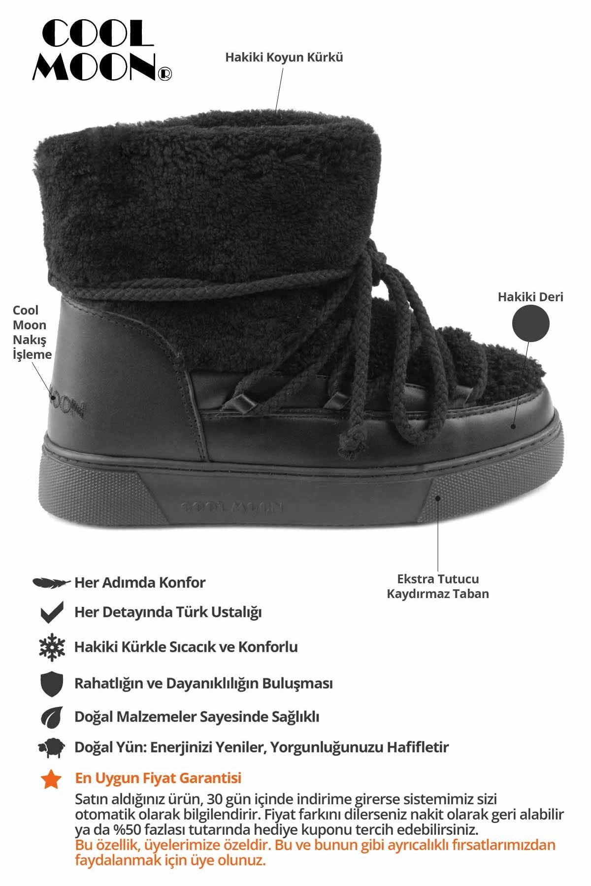 Hakiki Kürklü Kadın Sneakers 355067 Siyah