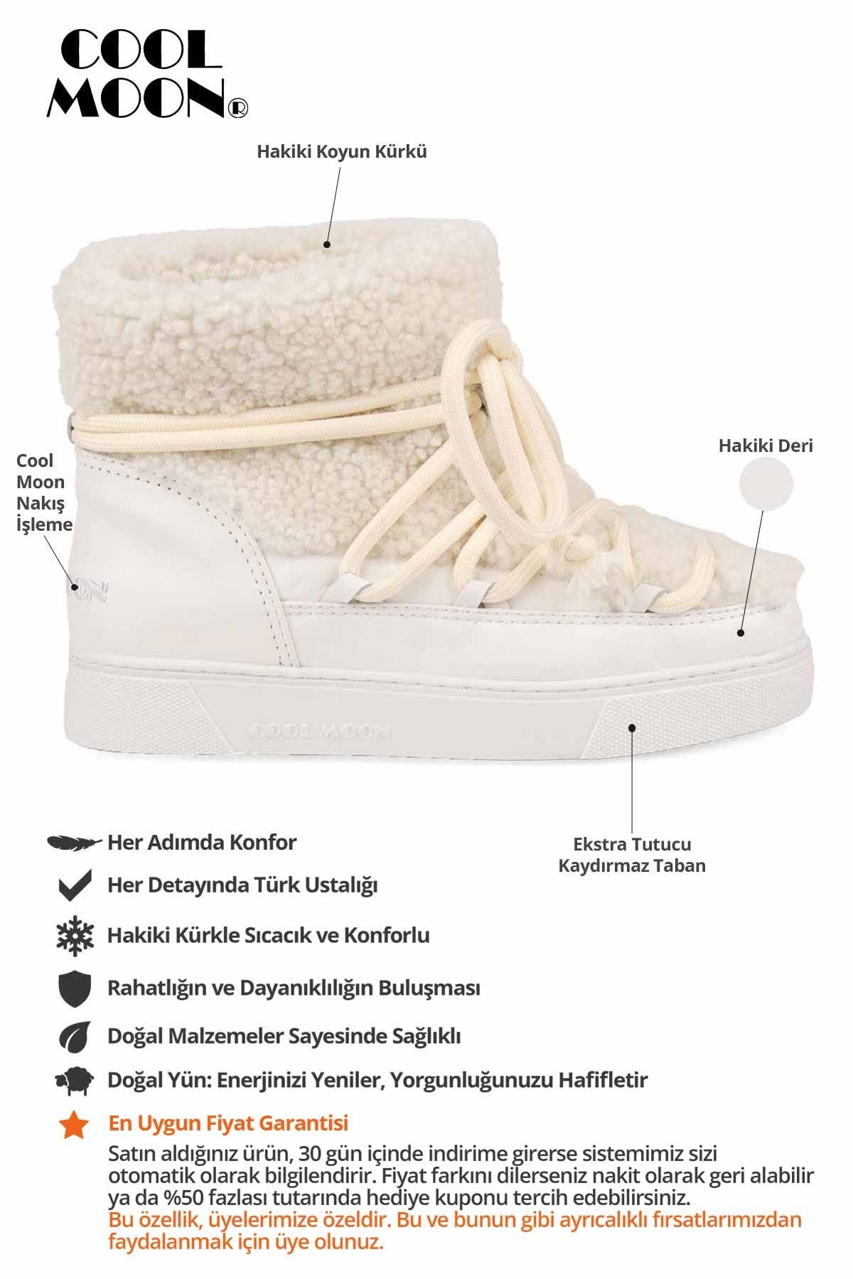 Hakiki Kürklü Kadın Sneakers 355067 Beyaz